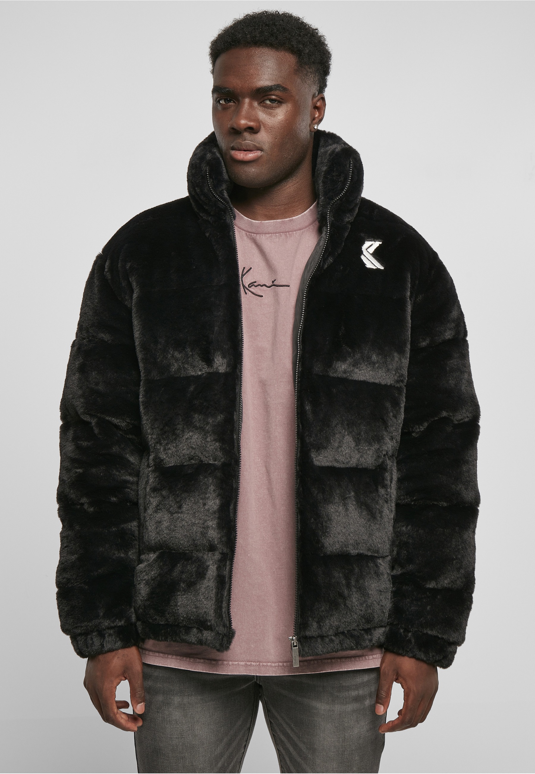 Karl Kani Winterjacke »Karl Kani Herren KM214-014-1 OG Fake Fur Puffer Jacket black« 1 Stk. tlg. ohne Kapuze