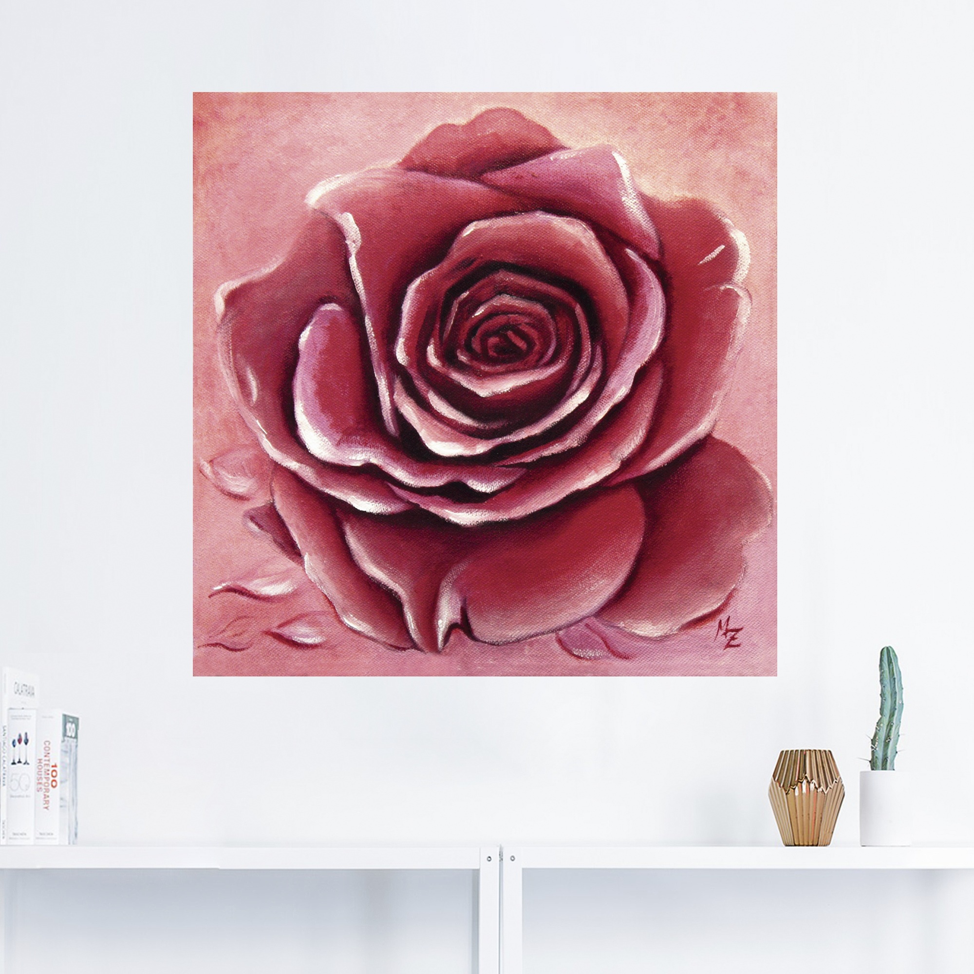 Artland Wandbild »Rote Rose handgemalt«, Blumen, (1 St.), als Alubild, Outdoorbild, Leinwandbild, Wandaufkleber, versch. Größen
