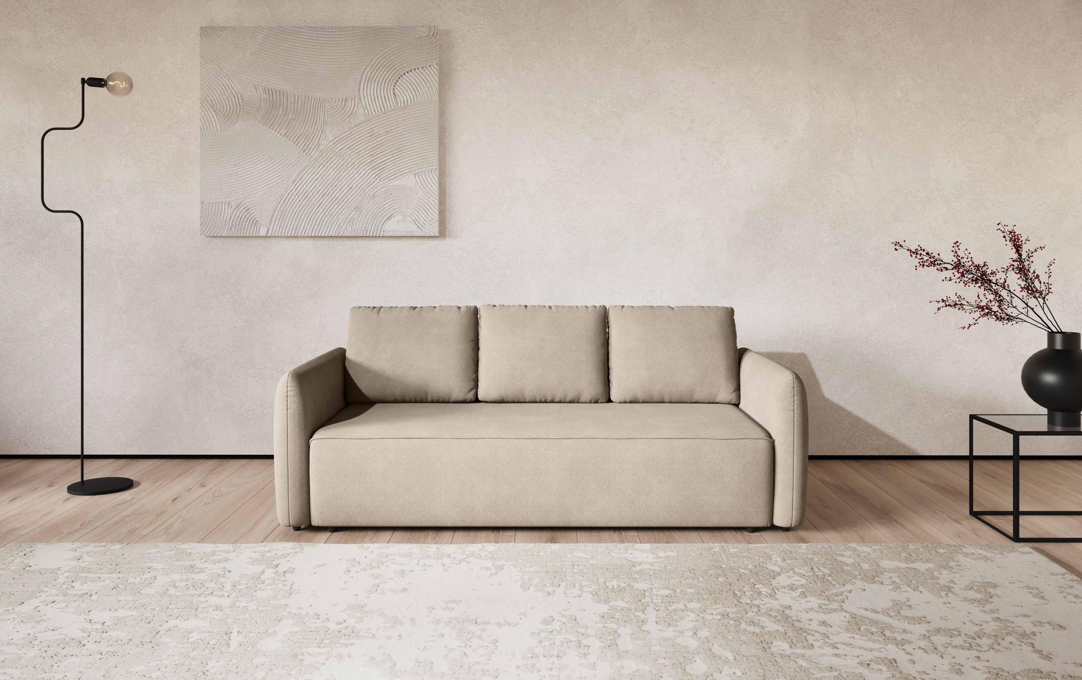 COTTA Big-Sofa "Megasofa, Flow, Breite 222 cm, opt. Schlaffunktion" bequeme Wellenunterfederung mit PU Schaum, Liegefl. 190x145cm