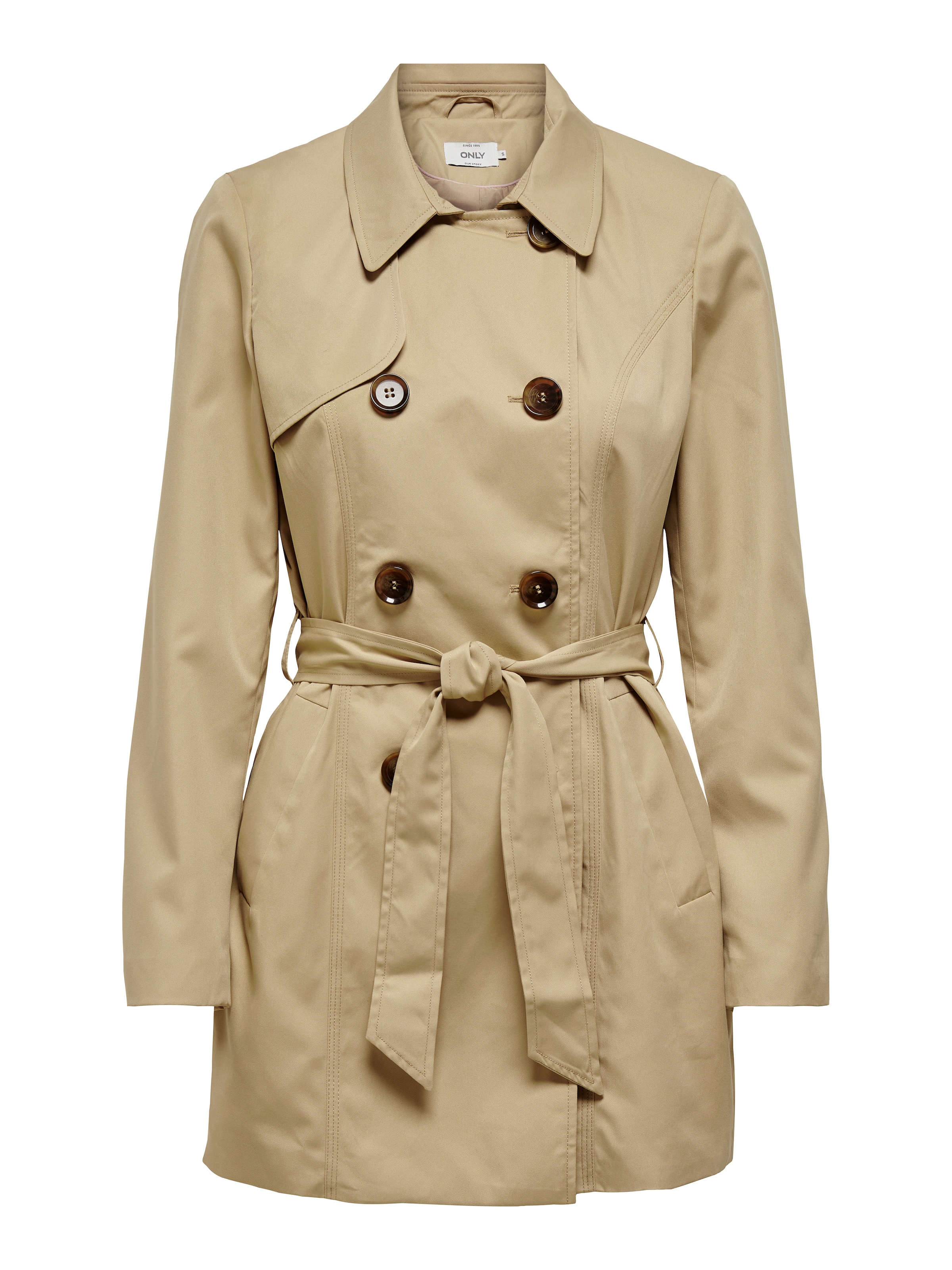 ONLY Trenchcoat »ONLVALERIE TRENCHCOAT OTW NOOS« Kunstfaser, doppelreihig mit Gürtel