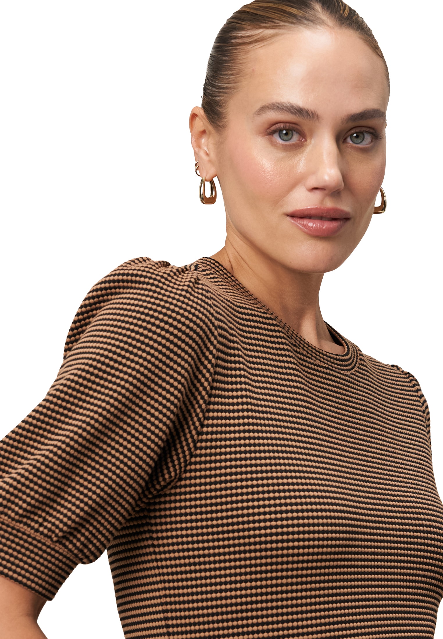 Zero Kurzarmshirt »zero Strukturshirt kurzen Puffärmeln«, (1 tlg.), strukturiert