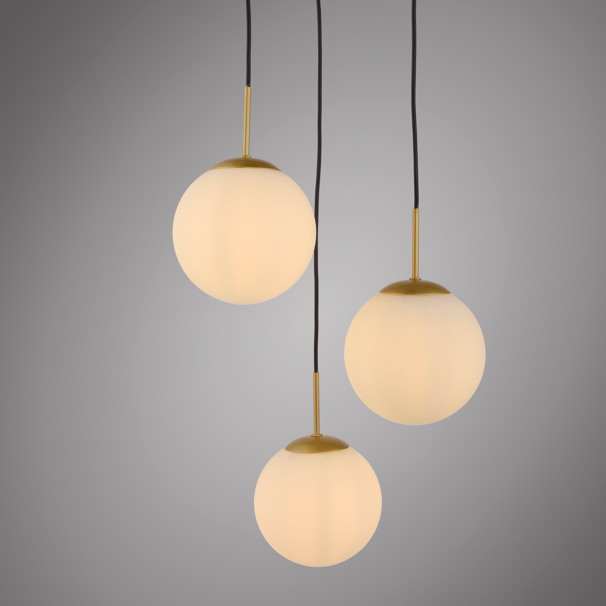LeGer Home by Lena Gercke Pendelleuchte »Elorea - Hängelampe mit großen Glaskugeln« E14 1 Stk. opal matt weiß, schwarz gold, Pendelläge einstellbar, E14, Rondell