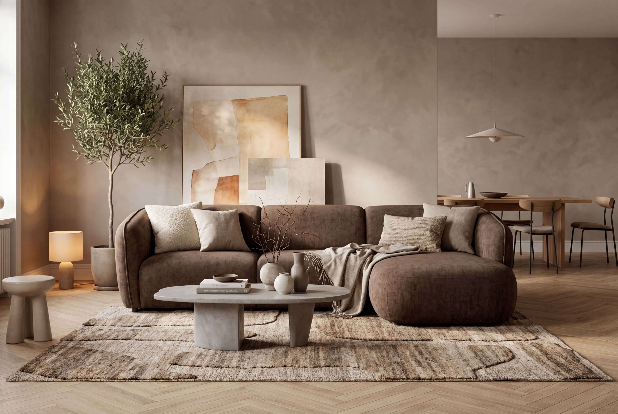 OTTO home Ecksofa "OSTRUP Rundsofa, L-Form, Naturtöne, Boucle oder Chenille" Breite 280 cm, organische Form mit sanften Rundungen
