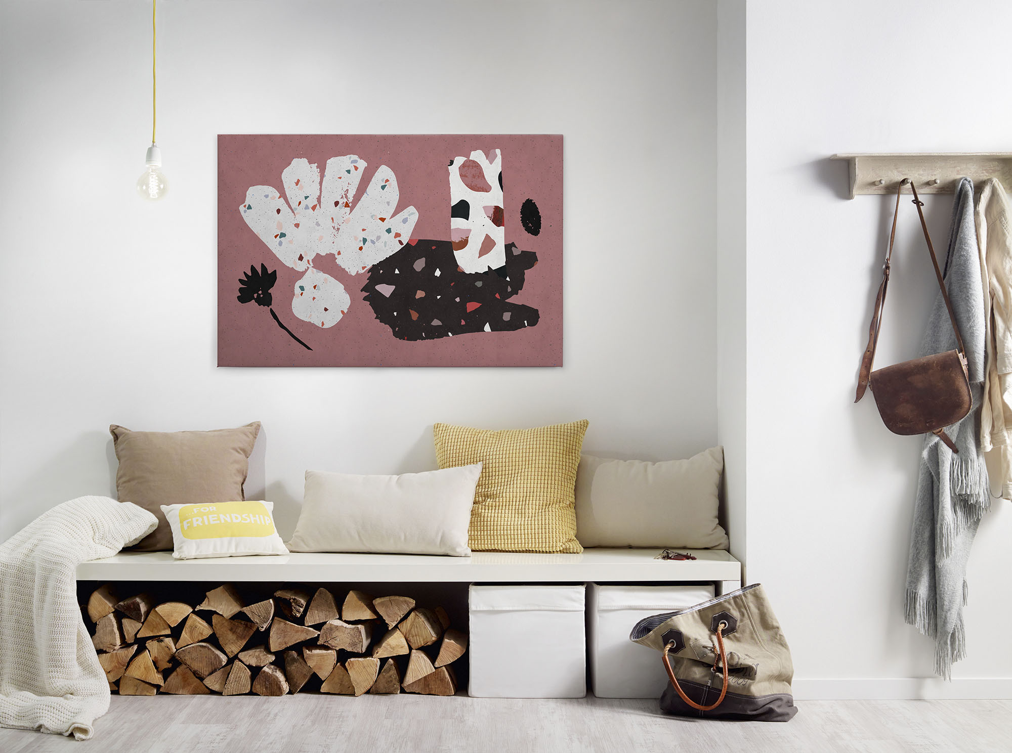 A.S. Création Leinwandbild "terrazzo 4" Abstrakt Kunst 1 Stk. tlg. Keilrahmen Bild Abstrakt Bunt Rosa Leinwand-Bild Wohnzimmer modern
