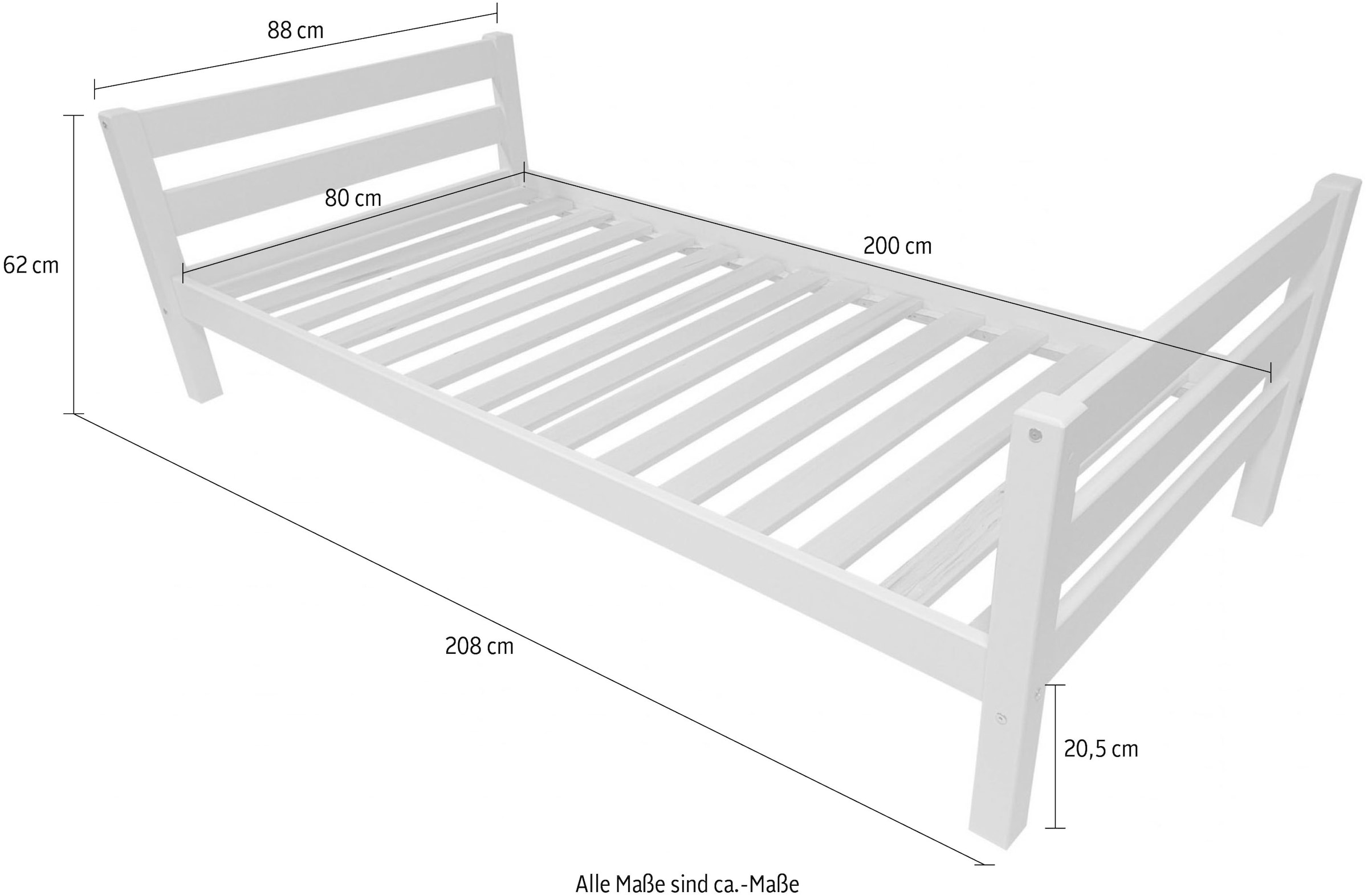 Home affaire Einzelbett »"MIKE", Jugendbett, Kinderbett«, zertifiziertes Massivholz, mit Liegefläche 80x200 cm