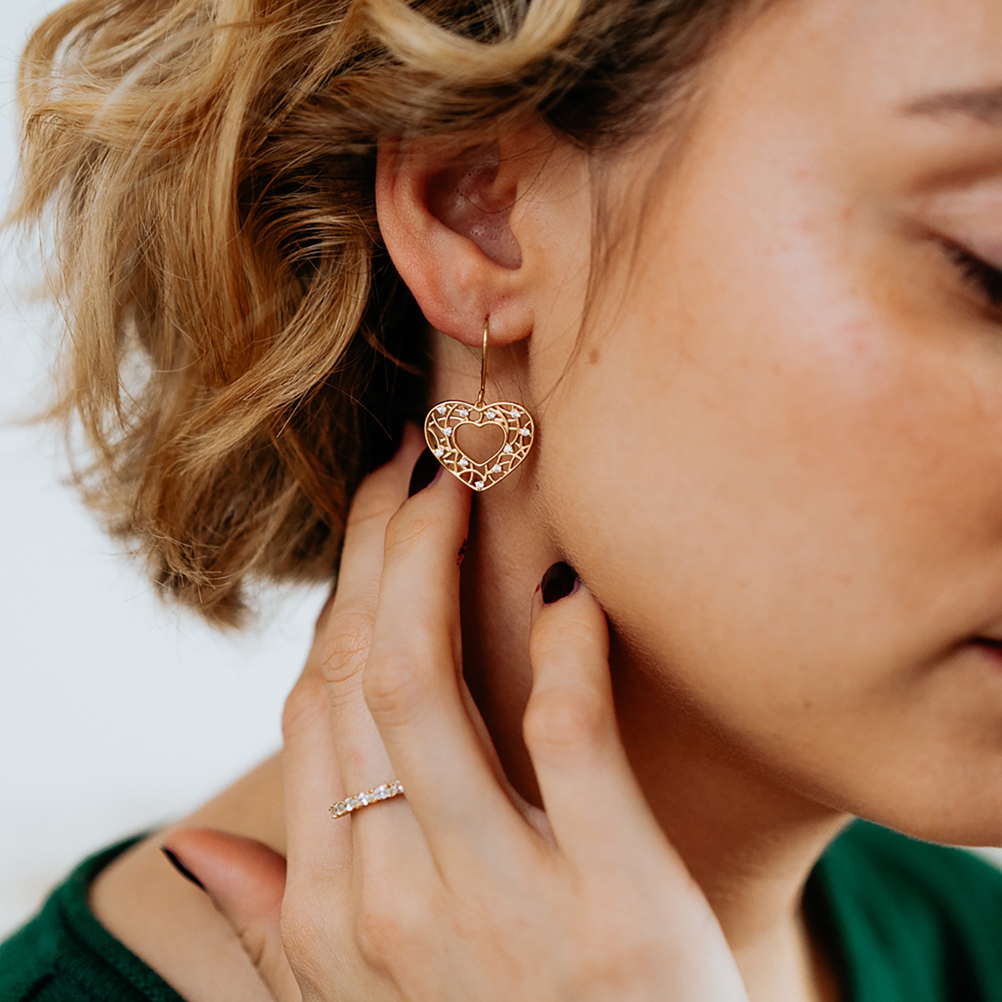 Julie Julsen Paar Ohrhänger »925/- Sterling Silber vergoldet Herz insgesamt 22 Zirkonia«