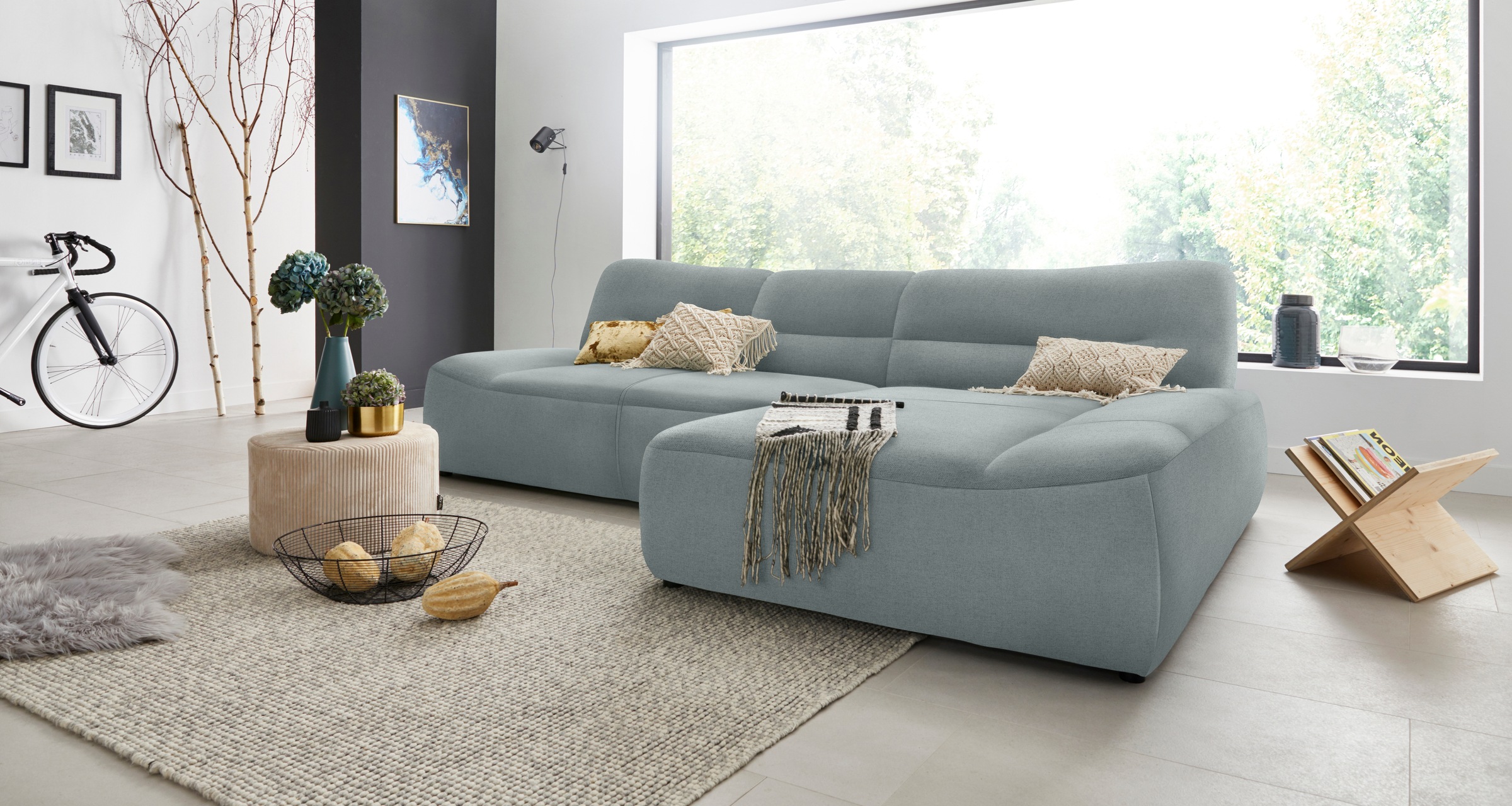 DOMO collection Ecksofa »Cesena moderne Polsterecke mit flachen Armlehnen, L-Form«, fester Sitzkomfort, frei im Raum stellbar