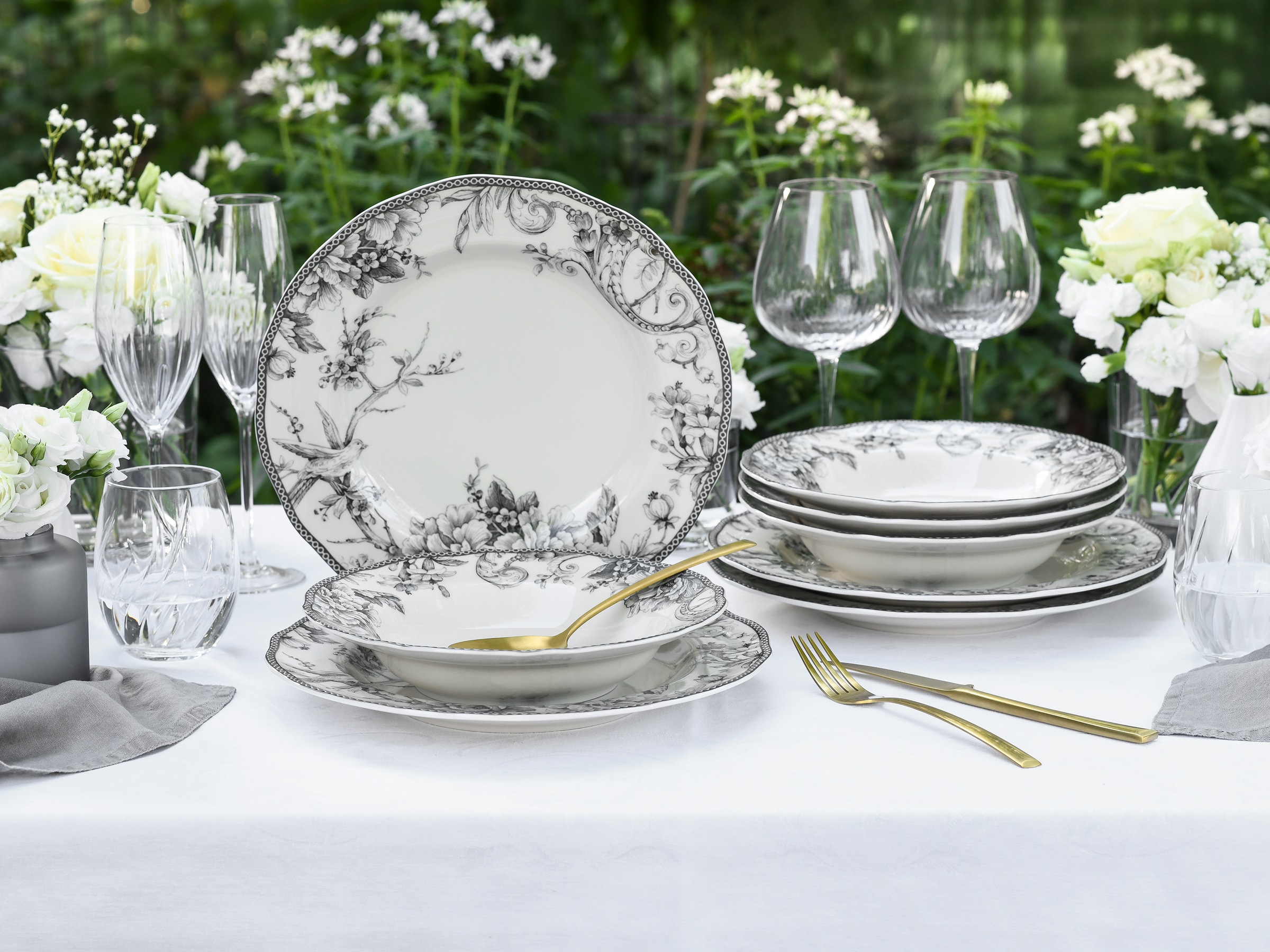 CreaTable Tafelservice »Adelaide, Service 8-tlg.« Nostalgischer Vintage Dekor, Elegante Form