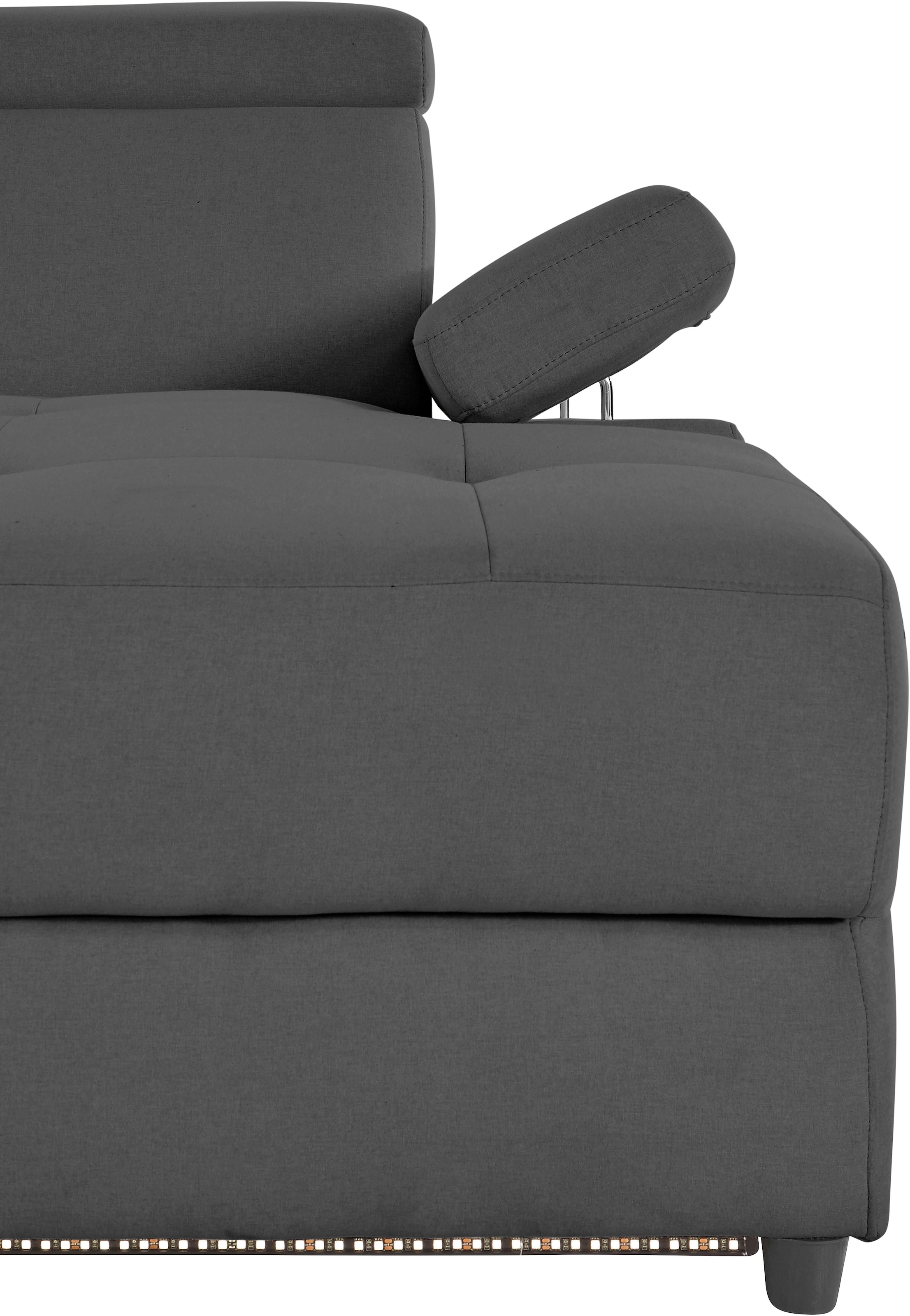 Places of Style Ecksofa »Kilado, L-Form,«, mit Relaxfunktion, verstellbarer Armlehne, Kopfteilverstellung