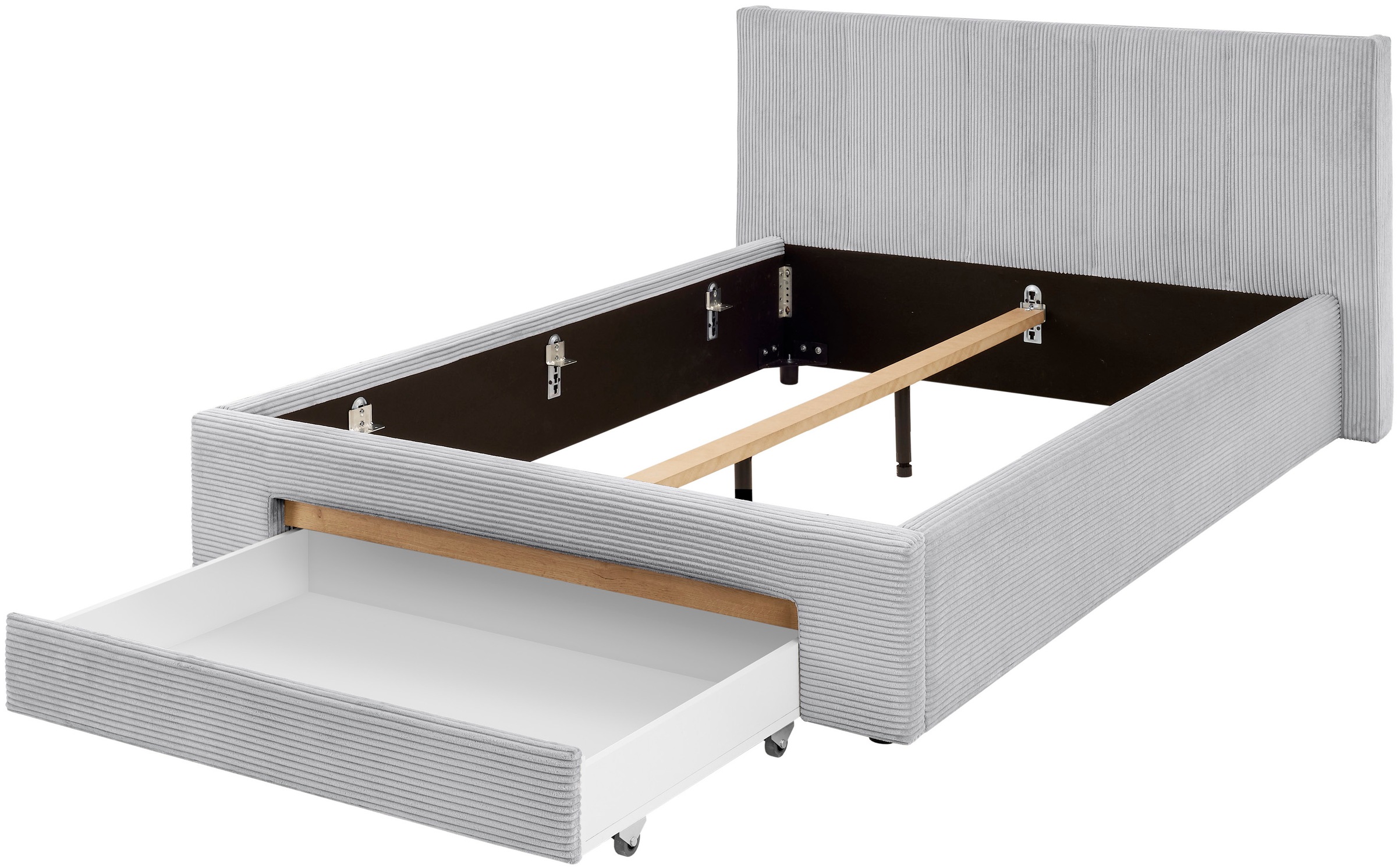 INOSIGN Polsterbett »CiTY/GiRON, Bettgestell mit Bettkasten, gepolstertes Stauraumbett«, mit Hundebett oder Stauraumschublade, Bezug Cord-oder Leinenoptik