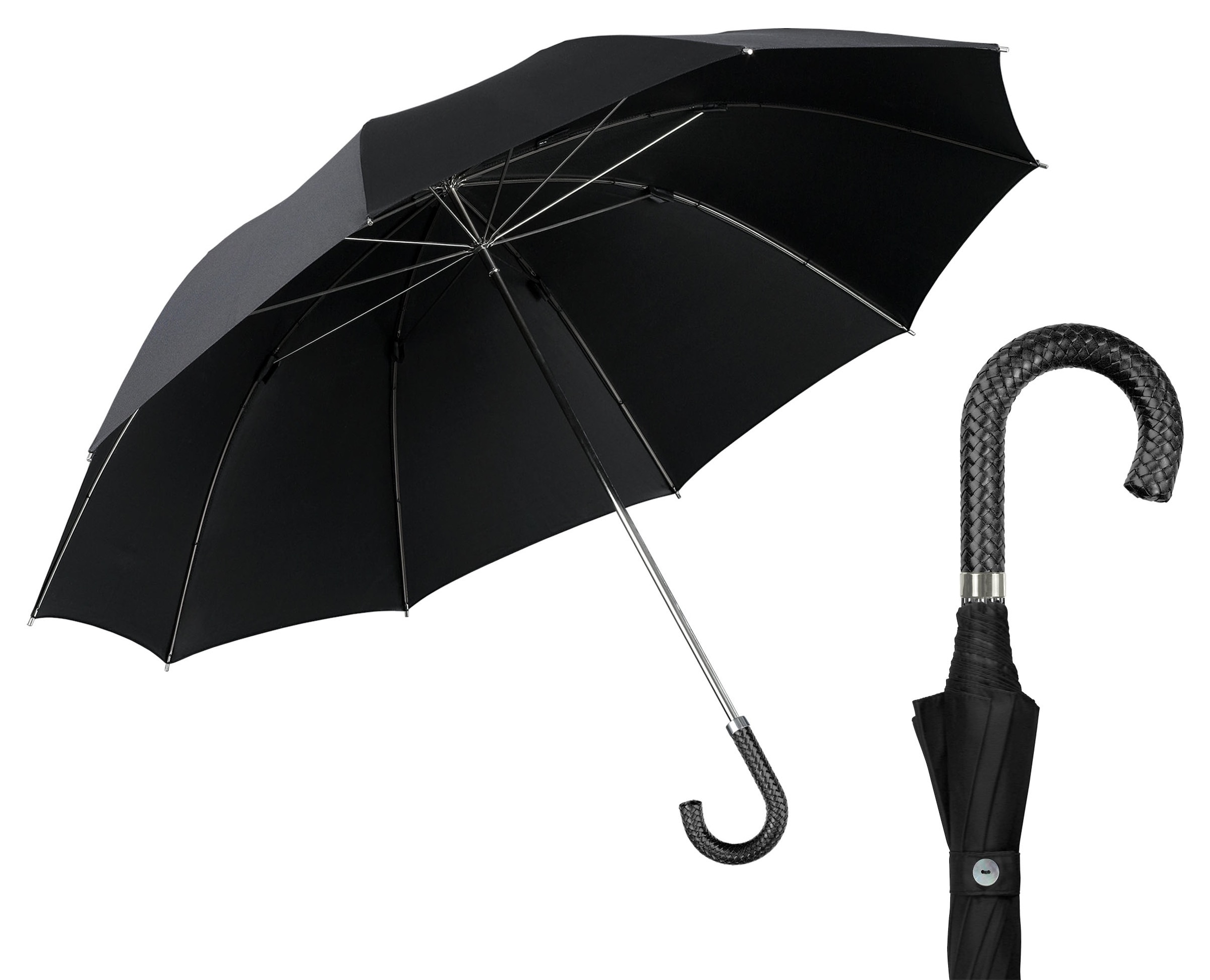 Stockregenschirm »Brilliant Luxus, schwarz«, Regeschirm für Herren, mit Griff aus...