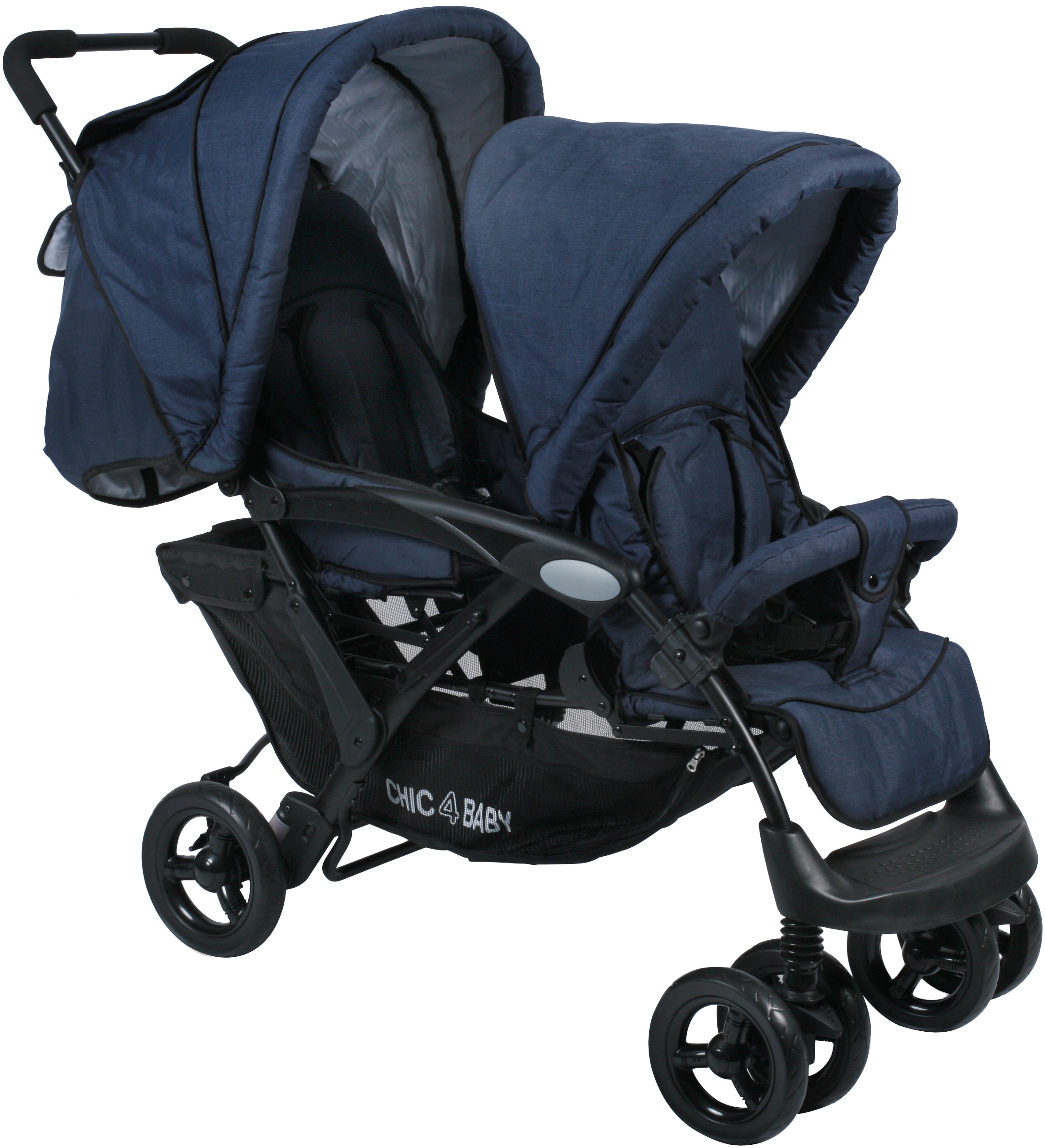 CHIC4BABY Geschwisterwagen "Duo" mit feststellbaren Doppelschwenk-Vorderrädern