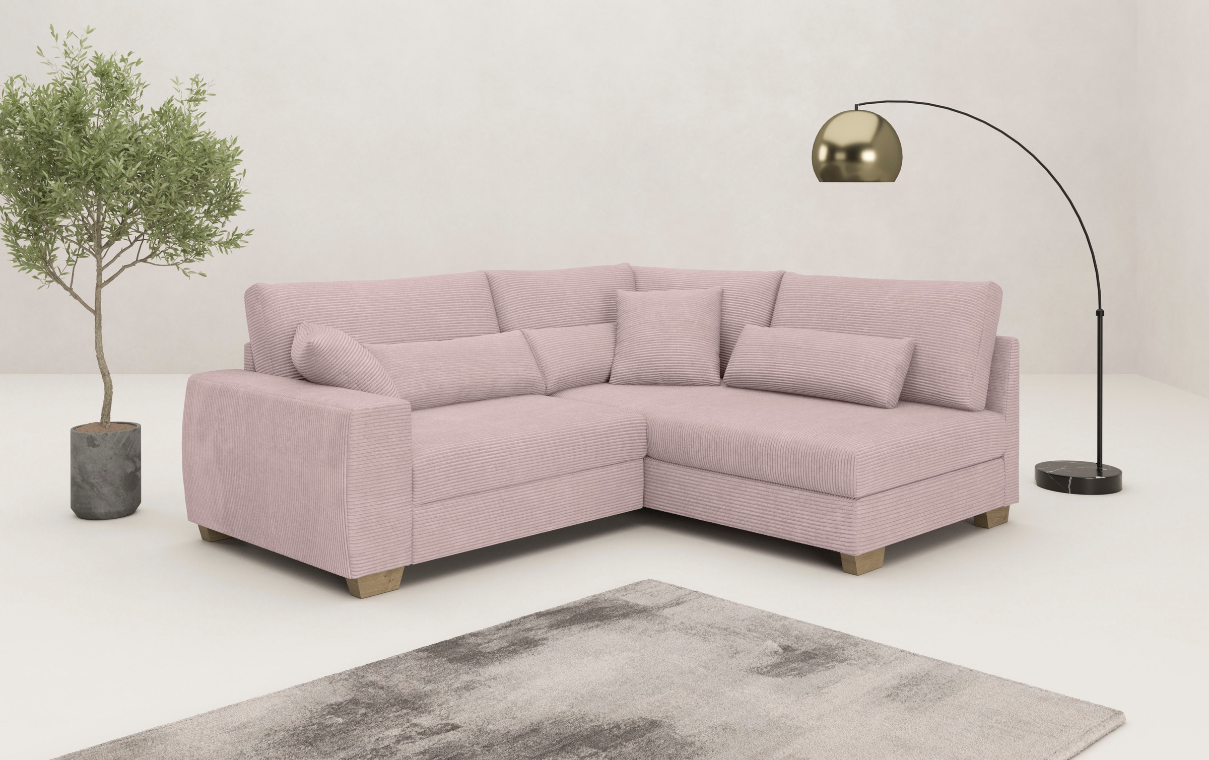 Mr. Couch Ecksofa "Hilla L-Form", Mit Federkern, wahlweise mit Bettfunktion günstig online kaufen