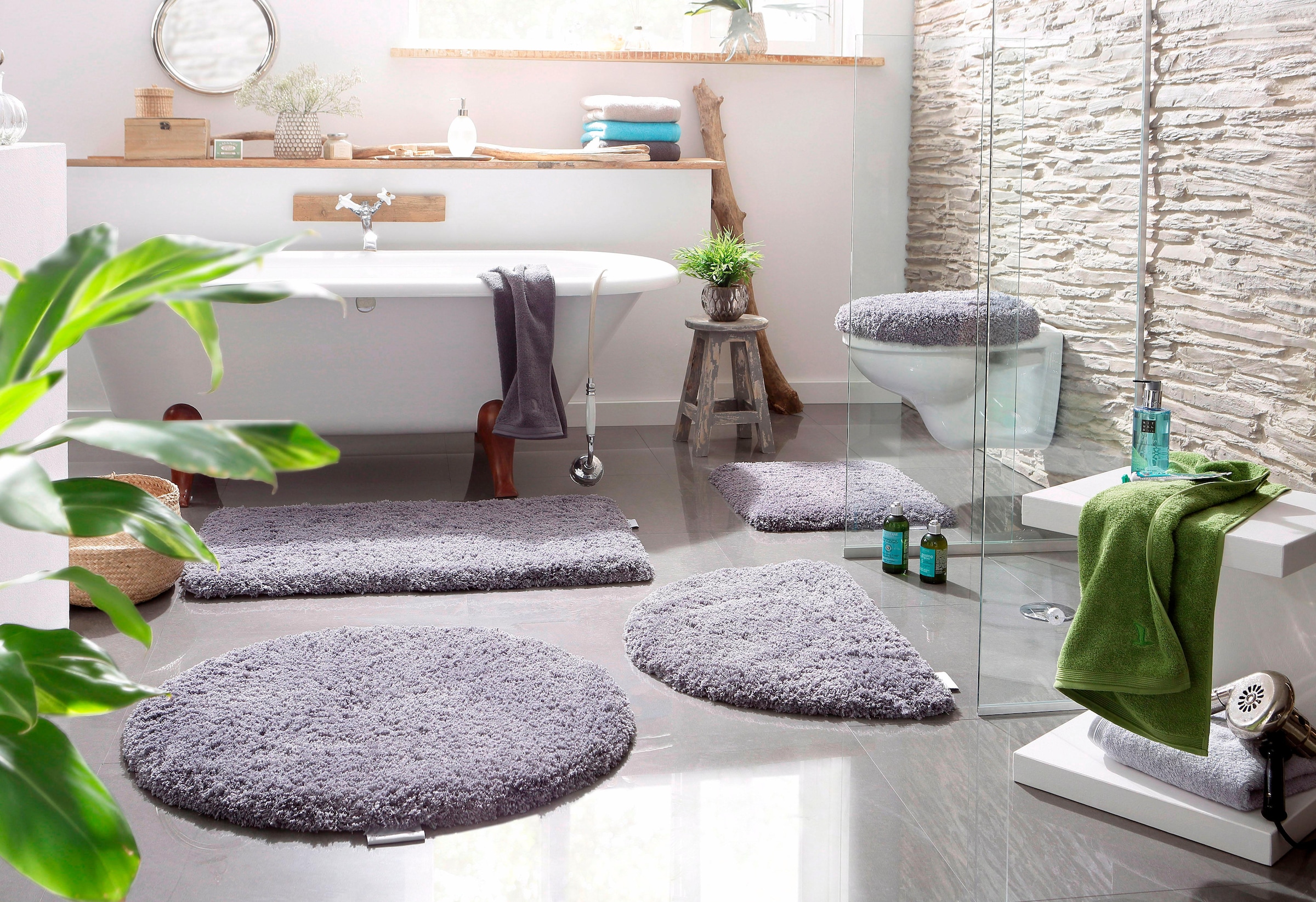 Möve Badematte »Superwuschel, Badvorleger, Badezimmer Teppich«, rutschhemmend beschichtet, strapazierfähig-schnell trocknend-fußbodenheizungsgeeignet, Mikrofaser-Badematte, Badteppich, rechteckig, rund & als 3-tlg. Set