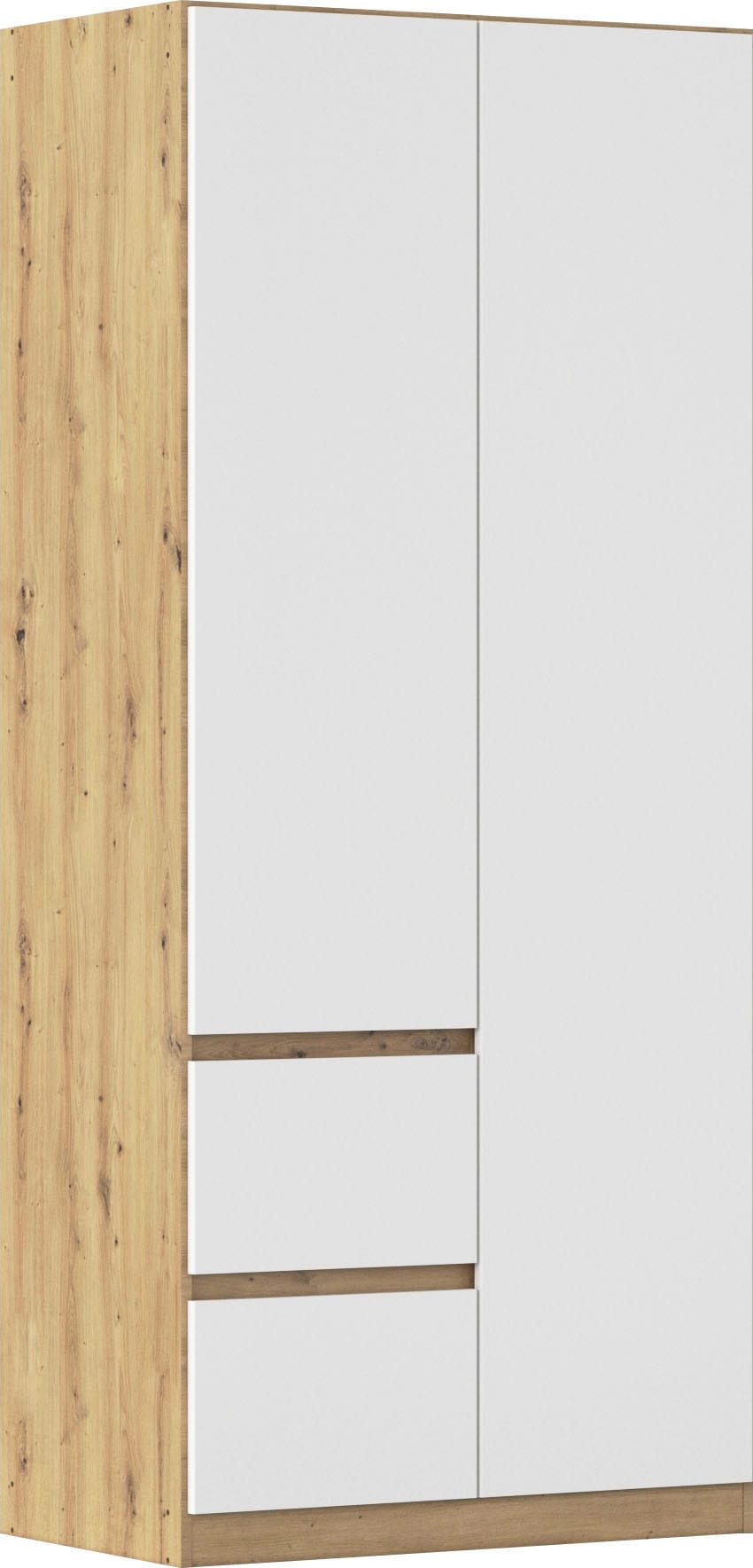 rauch Drehtürenschrank "Mehrzweckschrank Aktenschrank Mietswohnung Garderobe MAINZ 91cm breit" 3 verschiedene Ausstattungen BASIC/CLASSIC/PREMIUM (inkl. SOFT-CLOSE), grifflose Front, Türen mit Push-to-Open Funktion MADE IN GERMANY