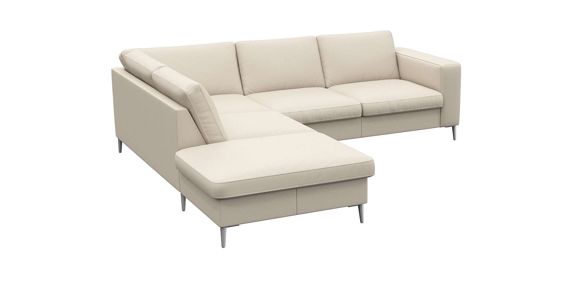 FLEXLUX Ecksofa »Fiore, L-Form«, breite Armlehnen, Füße alufarben, B/T 241/225 cm, Kaltschaum im Sitz