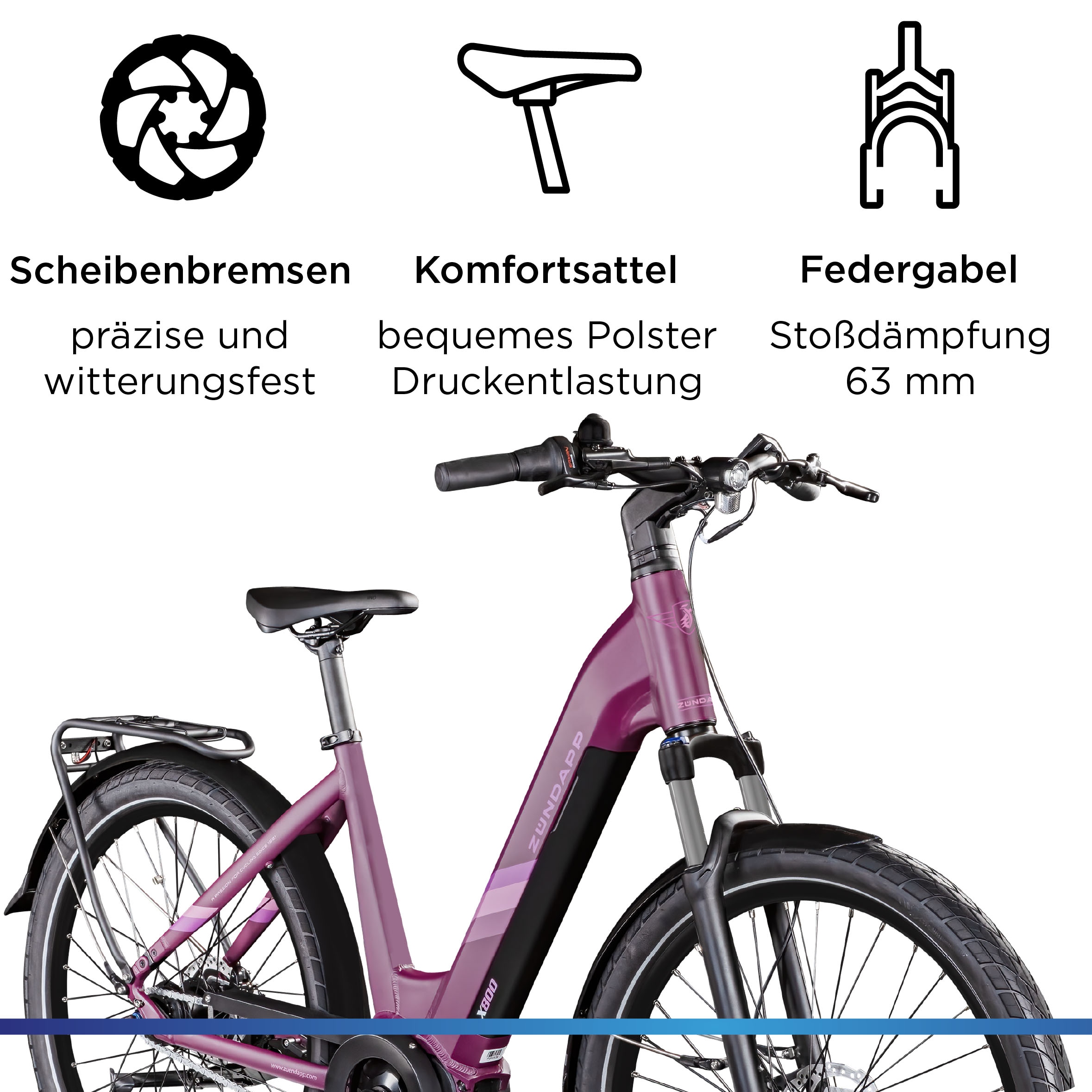Zündapp E-Bike »X800«, 7 Gang, Mittelmotor 250 W