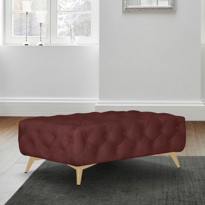 Leonique Polsterhocker »Amaury«, Chesterfield-Optik, Breite 120cm, Fußfarbe wählbar