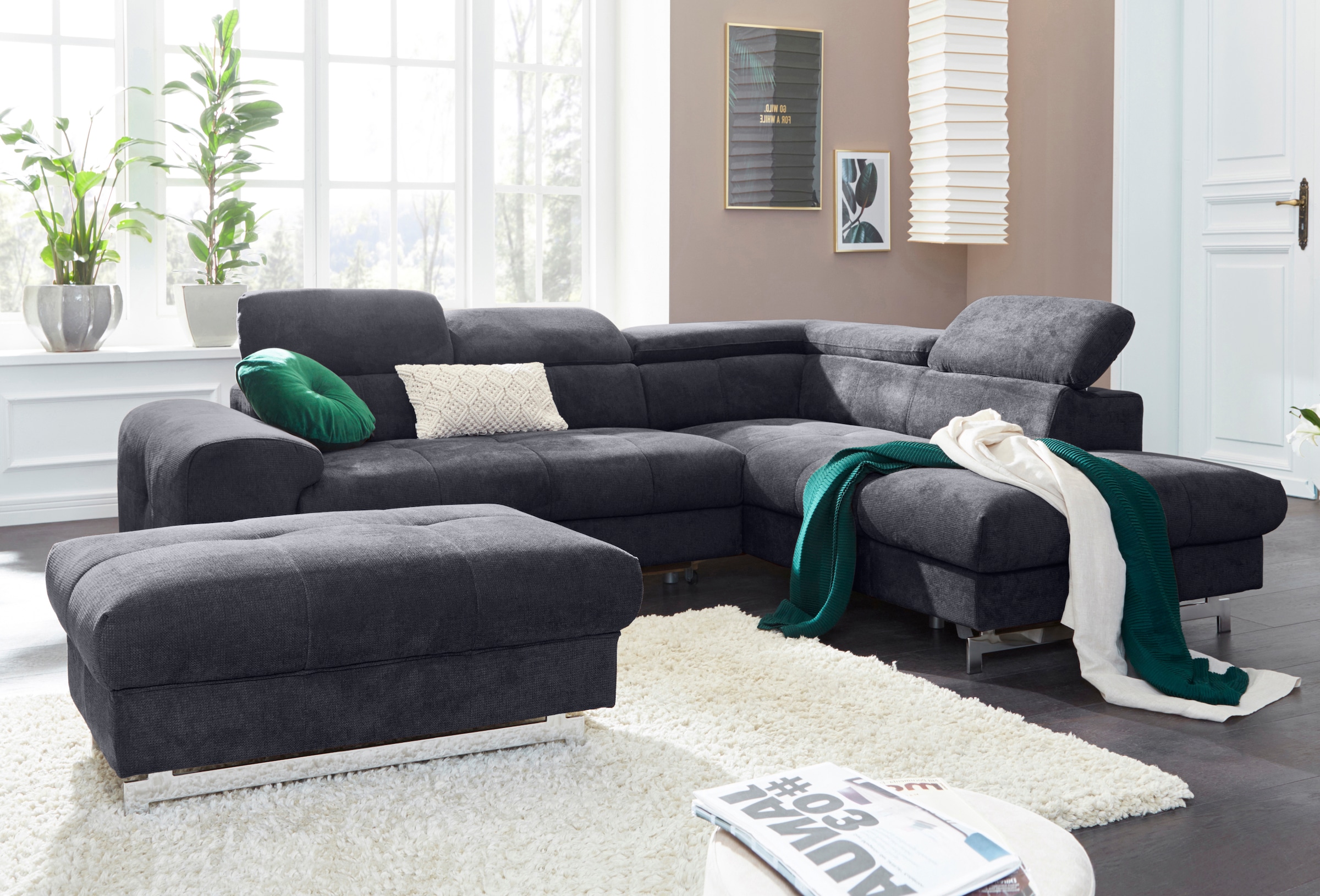 COTTA Ecksofa »Chef L-Form«, mit Kopfteilverstellung, wahlweise mit Bettfunktion & Bettkasten