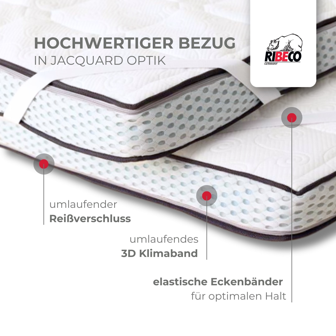 RIBECO Topper »Aaron MINI, Topper 90x200 cm,140x200, 180x200 cm & mehr« Matratze, Boxspringbett geeignet, ergonomisch, Made in EU, RG 40
