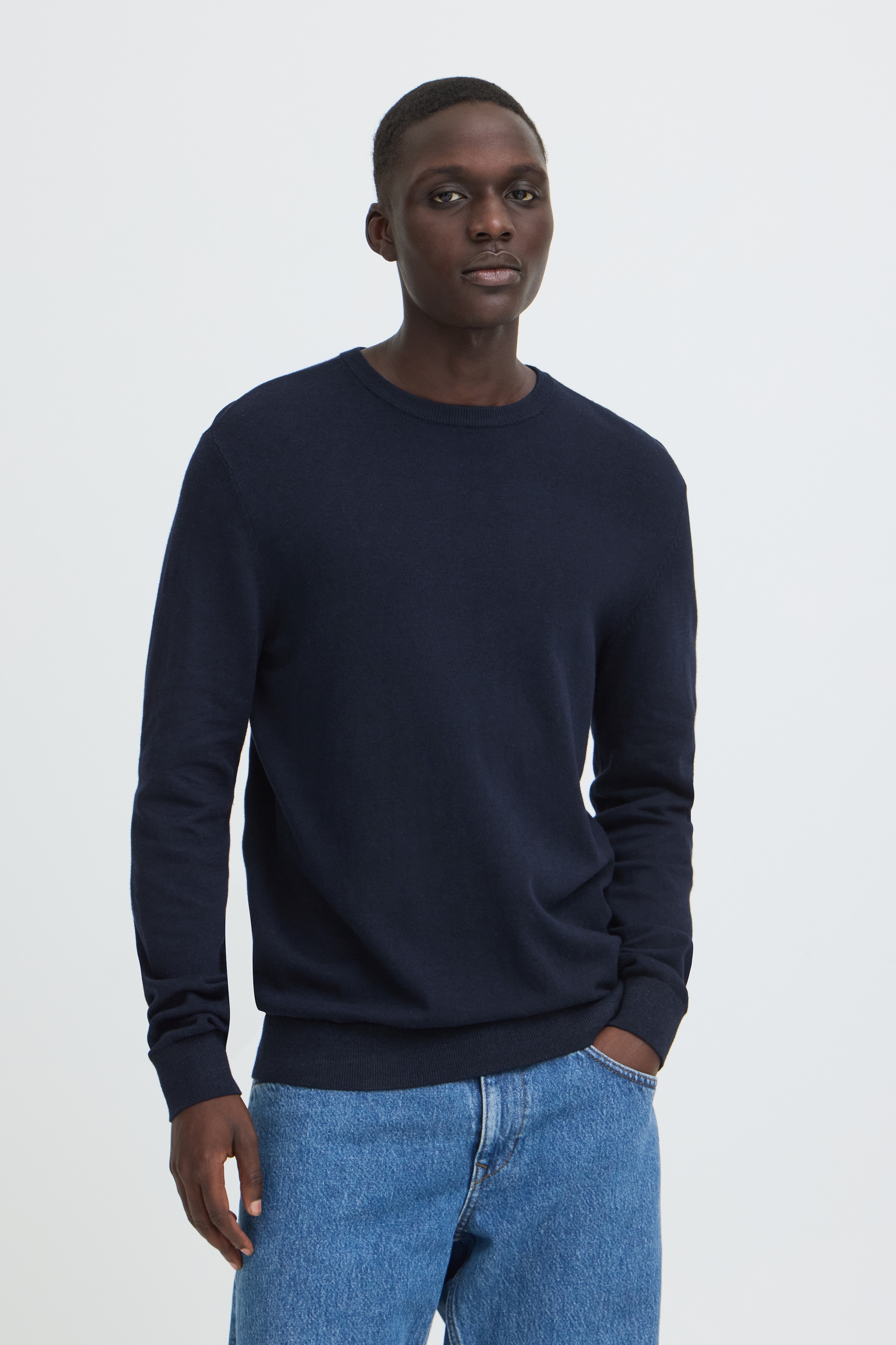 Blend Rundhalspullover "BHBAGGE CREW KNIT" Baumwollmischung, regular fit