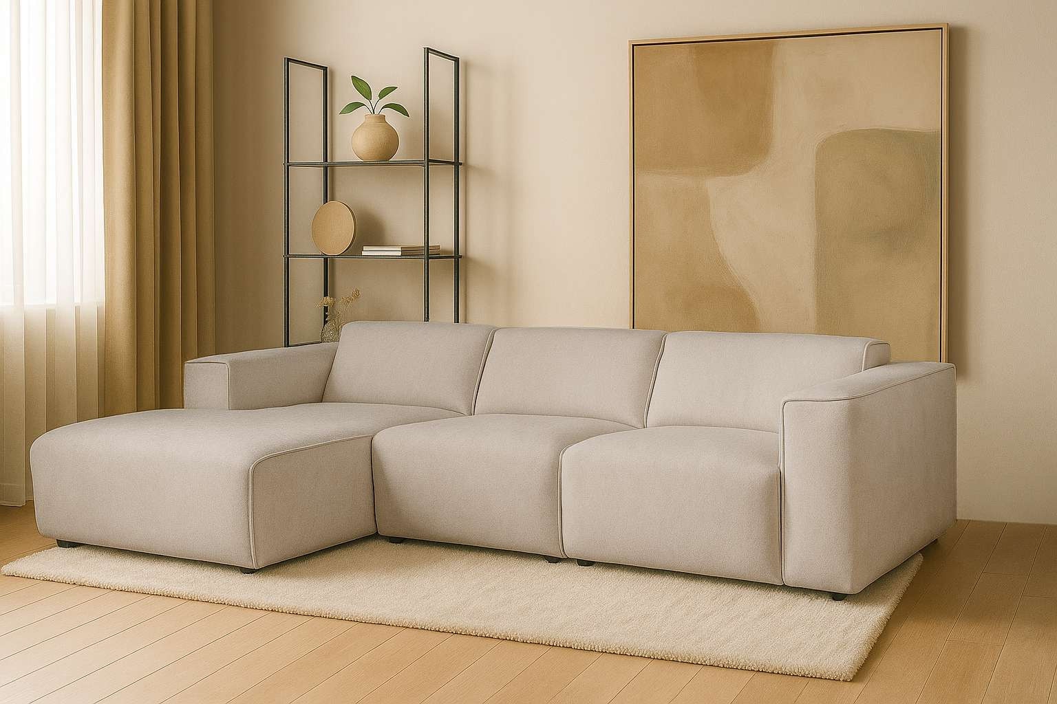 andas Ecksofa "Noord", L-Form, mit Kedernaht, Breite 281 cm, Cord, Struktur günstig online kaufen