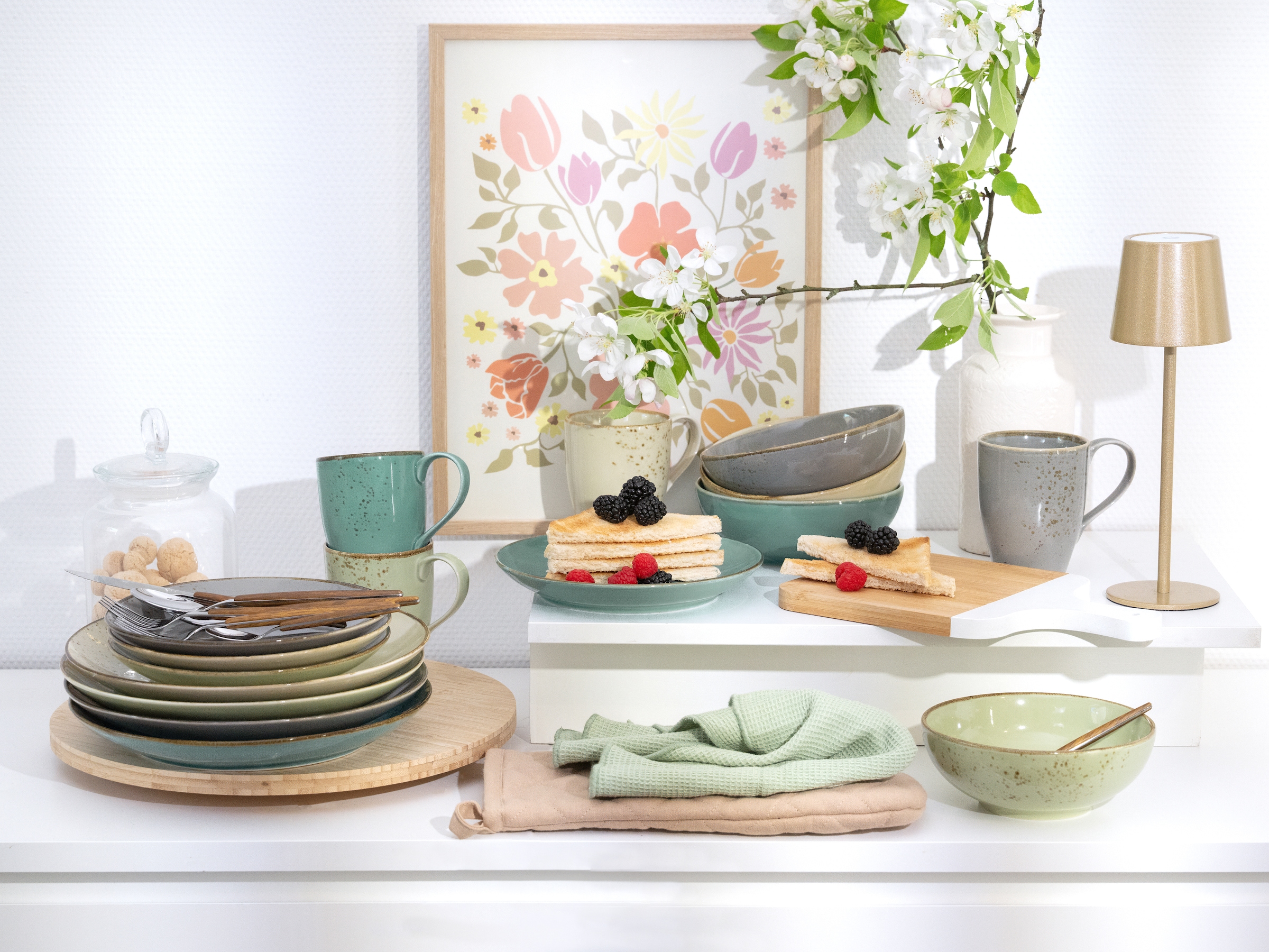 CreaTable Kombiservice »Geschirr-Set NATURE COLLECTION« Service, harmonische Naturglasur, 16 Teile, für 4 Personen
