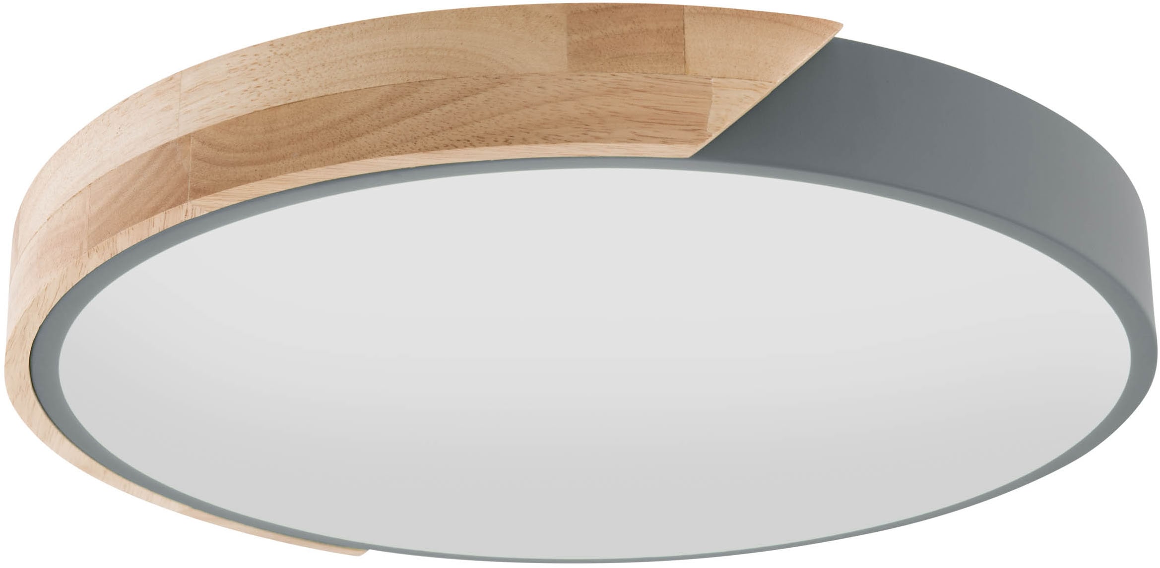 näve LED Deckenleuchte »Borneo«, 1 flammig, Leuchtmittel LED-Modul | Leuchtmittel wechselbar, Dimmbar per Fernbedienung (inkl.), CCT, Memory, Nachtlicht, Holzrand