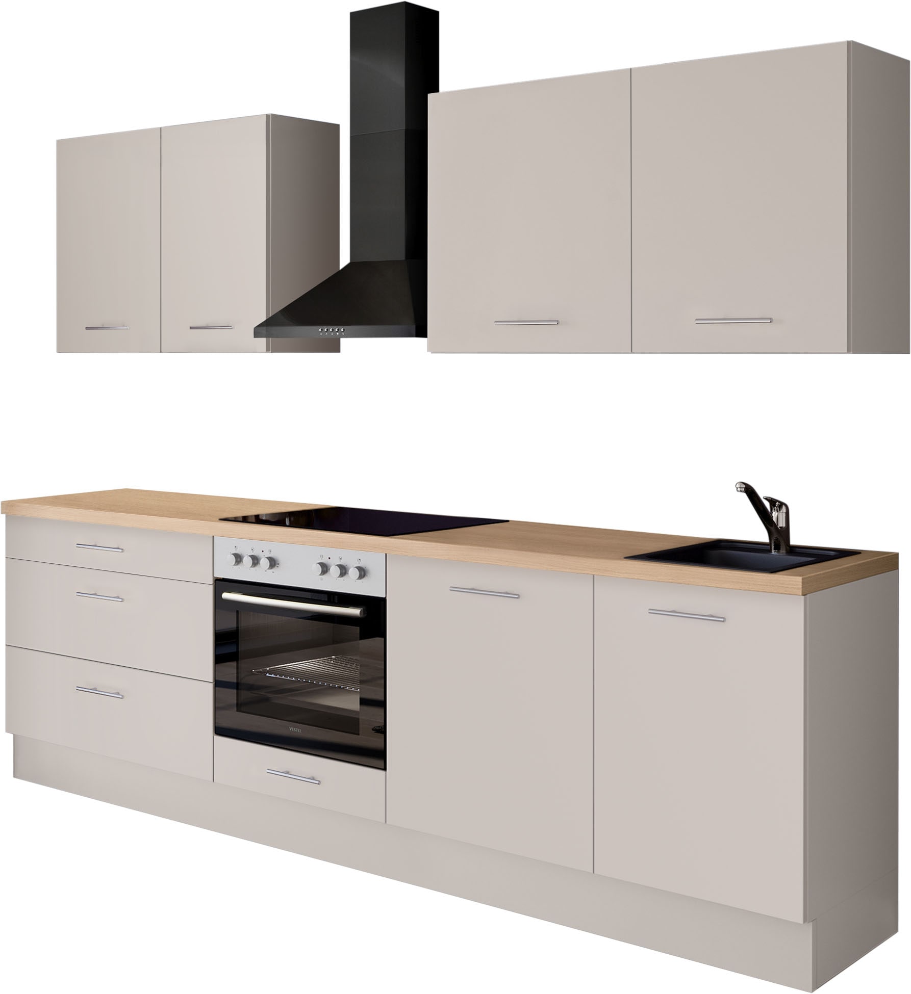 IMPULS KÜCHEN Küchenzeile ""Kopenhagen", Ausrichtung wählbar, Schubkästen mit Soft-Close" Set, vormontiert, wahlweise mit E-Geräten, Breite 260 cm