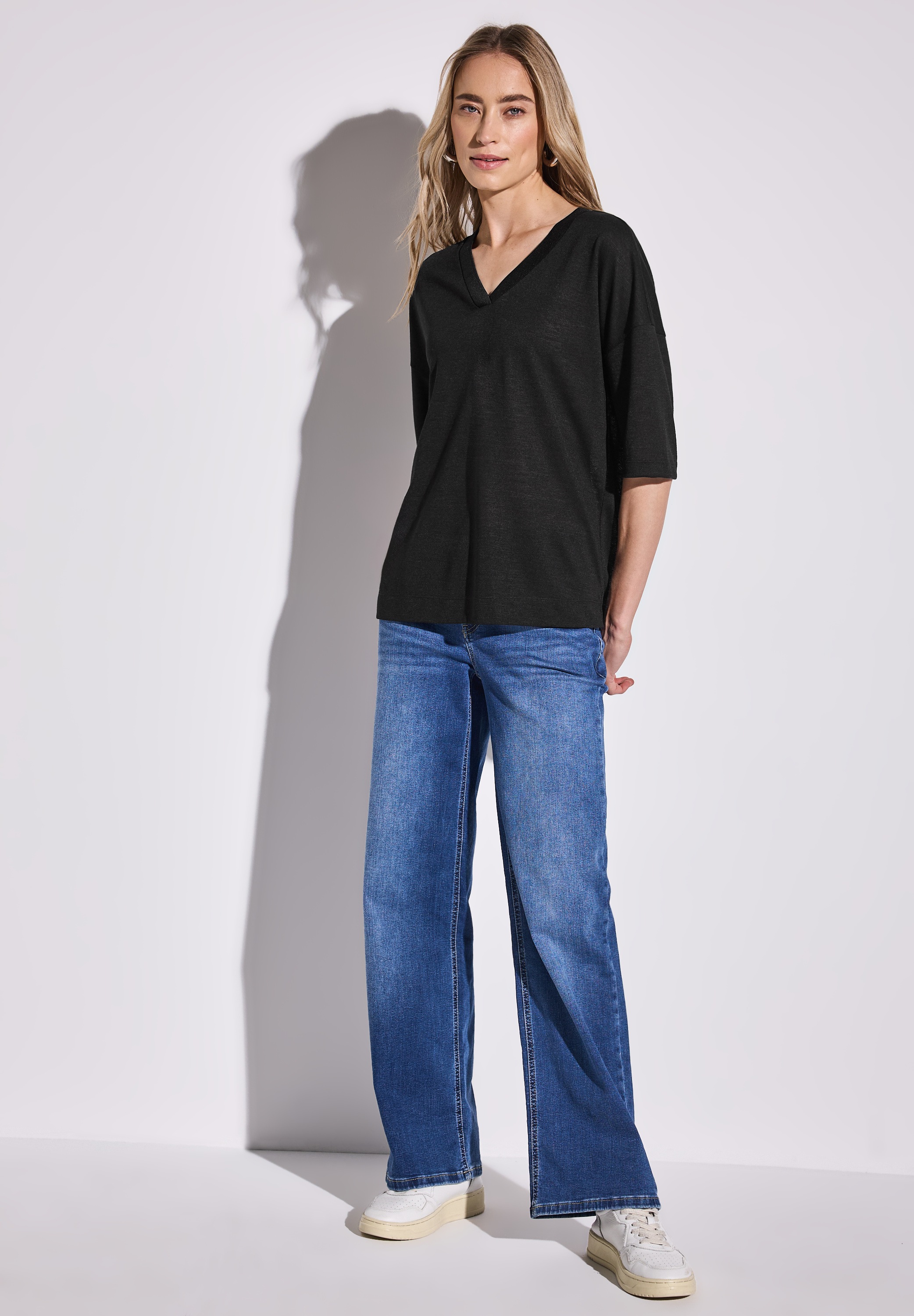 STREET ONE T-Shirt, mit Seitlichen Einschlitzen am Saum