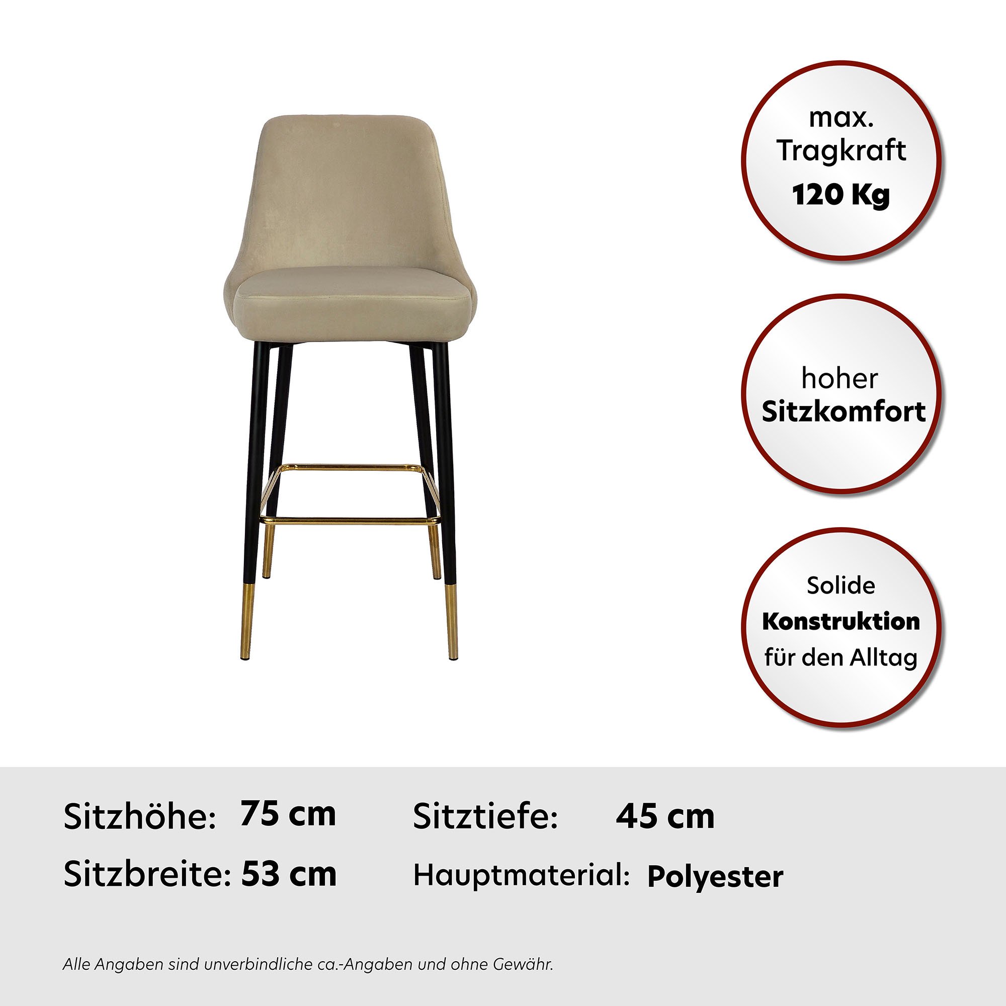 Thumbnail - Kayoom Hochstuhl "Barstuhl Mojo, gesteppte Rückenlehne", 1 St., Stoffbezug, modern, elegant, Unaufdringliche moderne Far...