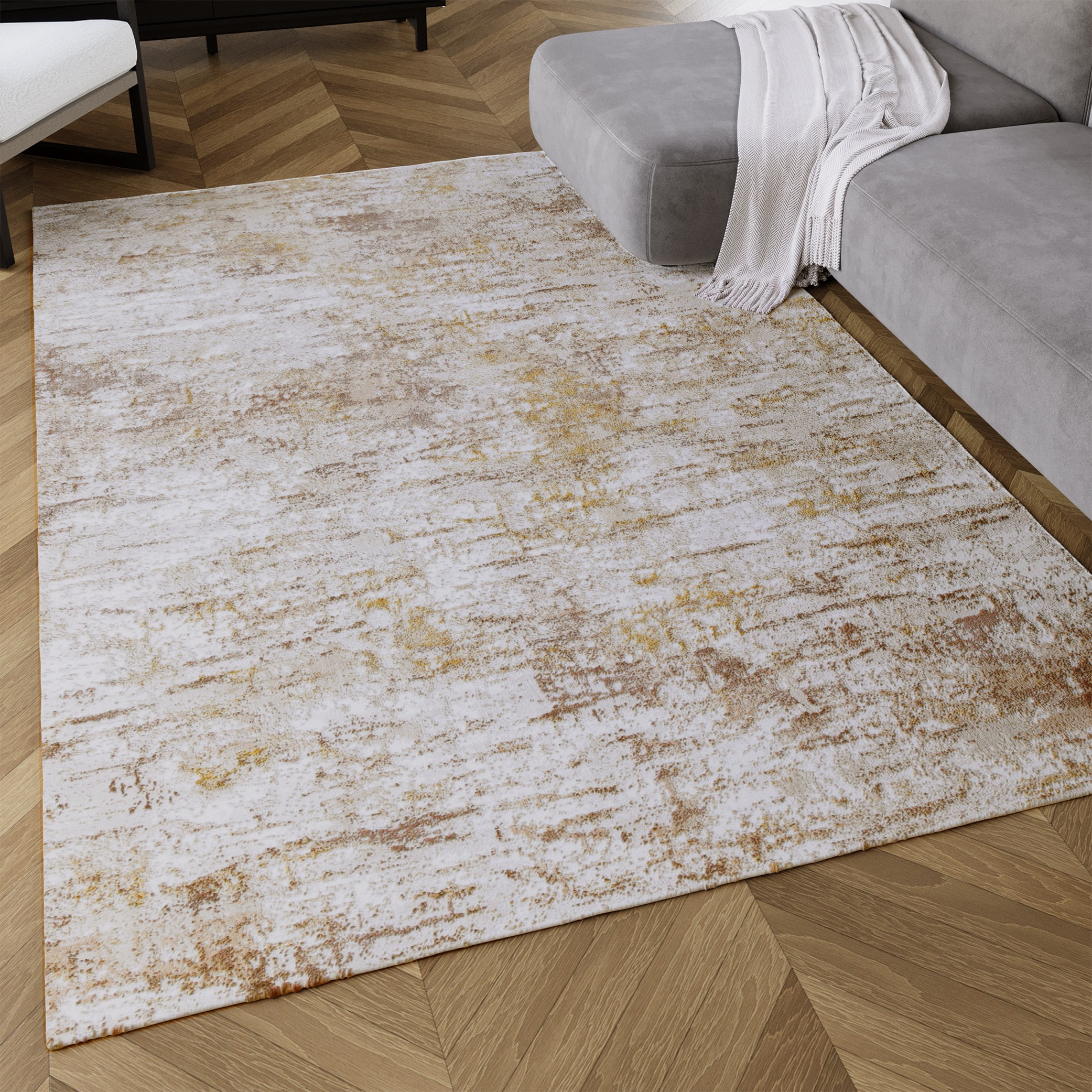 Teppich ESPRIT "Feel Vintage", gold, B:160cm H:12mm L:225cm, Polyester, Teppiche, Teppich, Kurzflorteppich, gewebt, Vintage, retro, edel, orientalisch