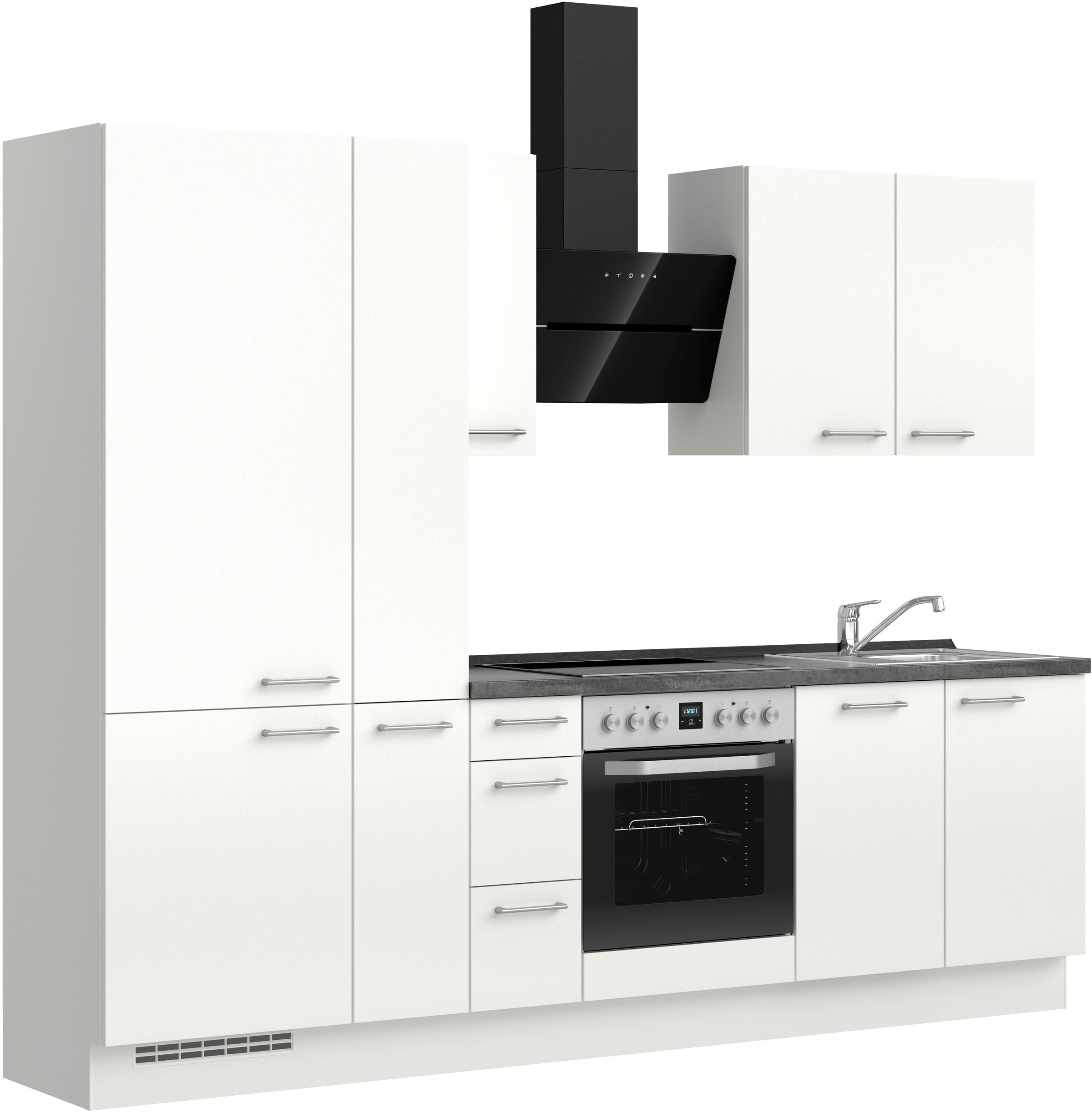 nobilia® Küchenzeile »"Laser II", Ausrichtung wählbar, Breite 270 cm«, vormontiert, wahlw. mit unterschiedlichen E-Geräten-Sets