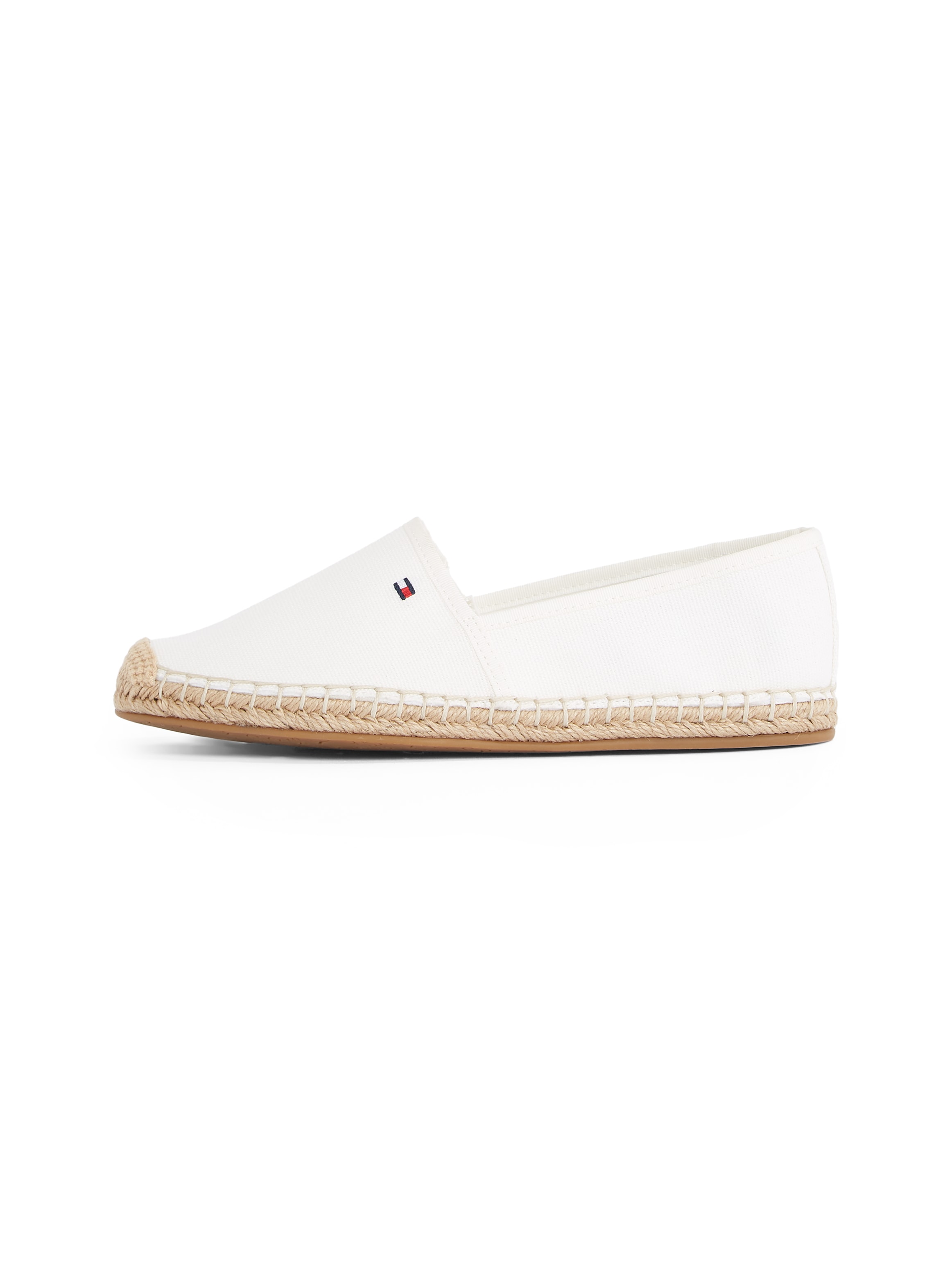 Tommy Hilfiger Espadrille »FLAG CANVAS ESPADRILLE«, Slipper, Flats, Bequemschuh mit Bastbezug und Ziernähten