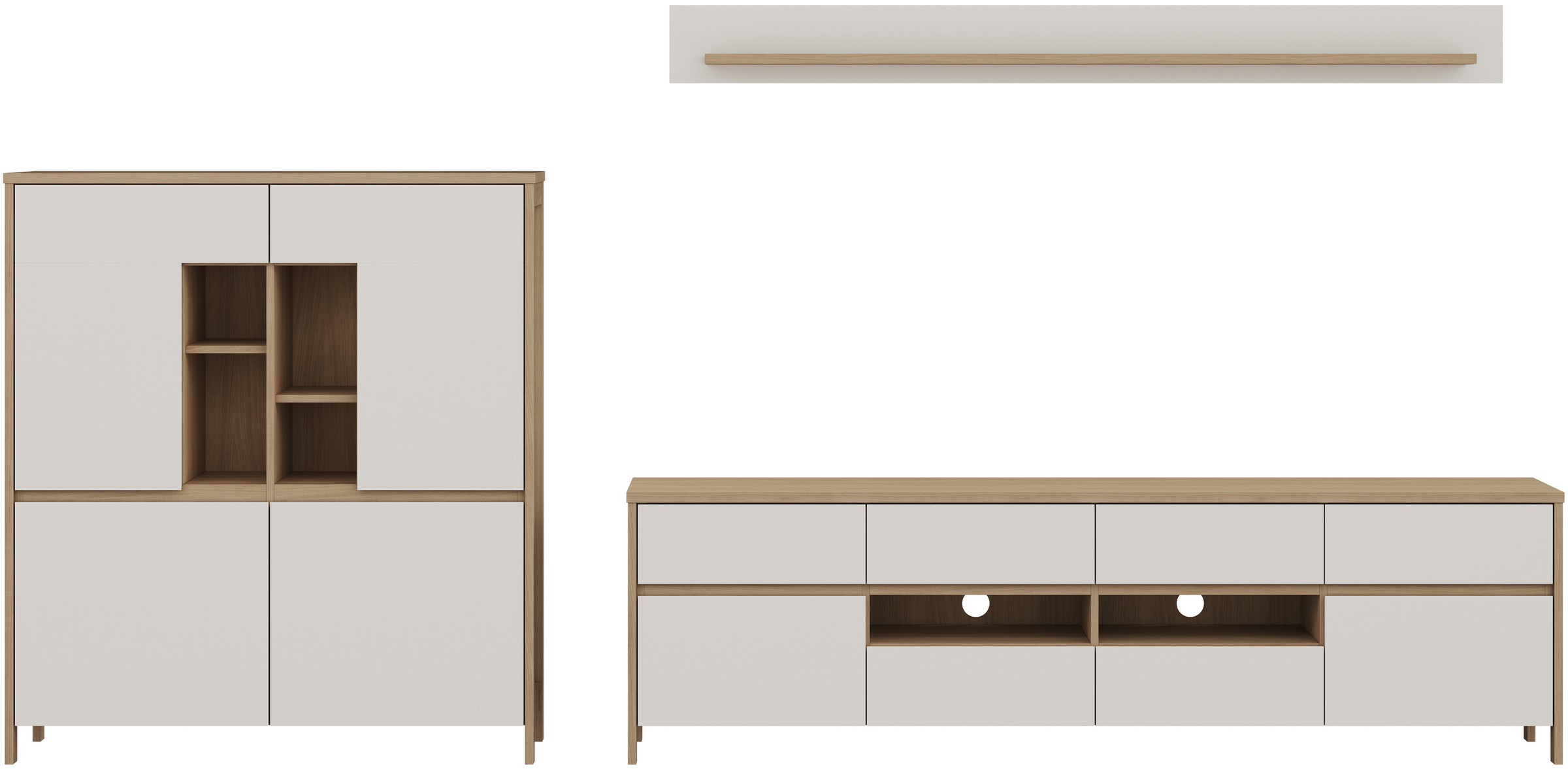 Thumbnail - Home affaire Wohnwand "Stranda, moderne Anbauwand, Komplettset im Scandi-Style" 3 Stk. tlg.