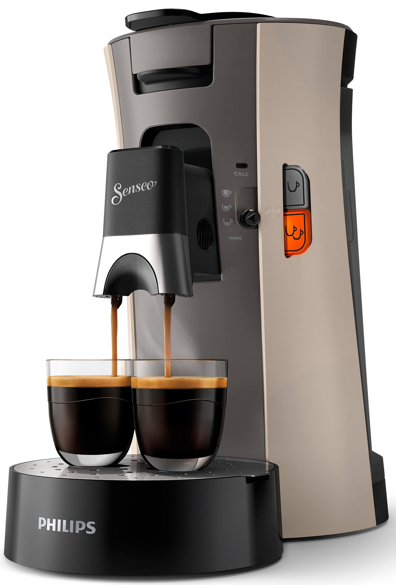 PHILIPS SENSEO Kaffeepadmaschine "Select ECO CSA240/20, mit drei Kaffee-Einstellungen", 2, beige, Kaffeemaschinen, aus 21% rec. Plastik, Memo-Funktion