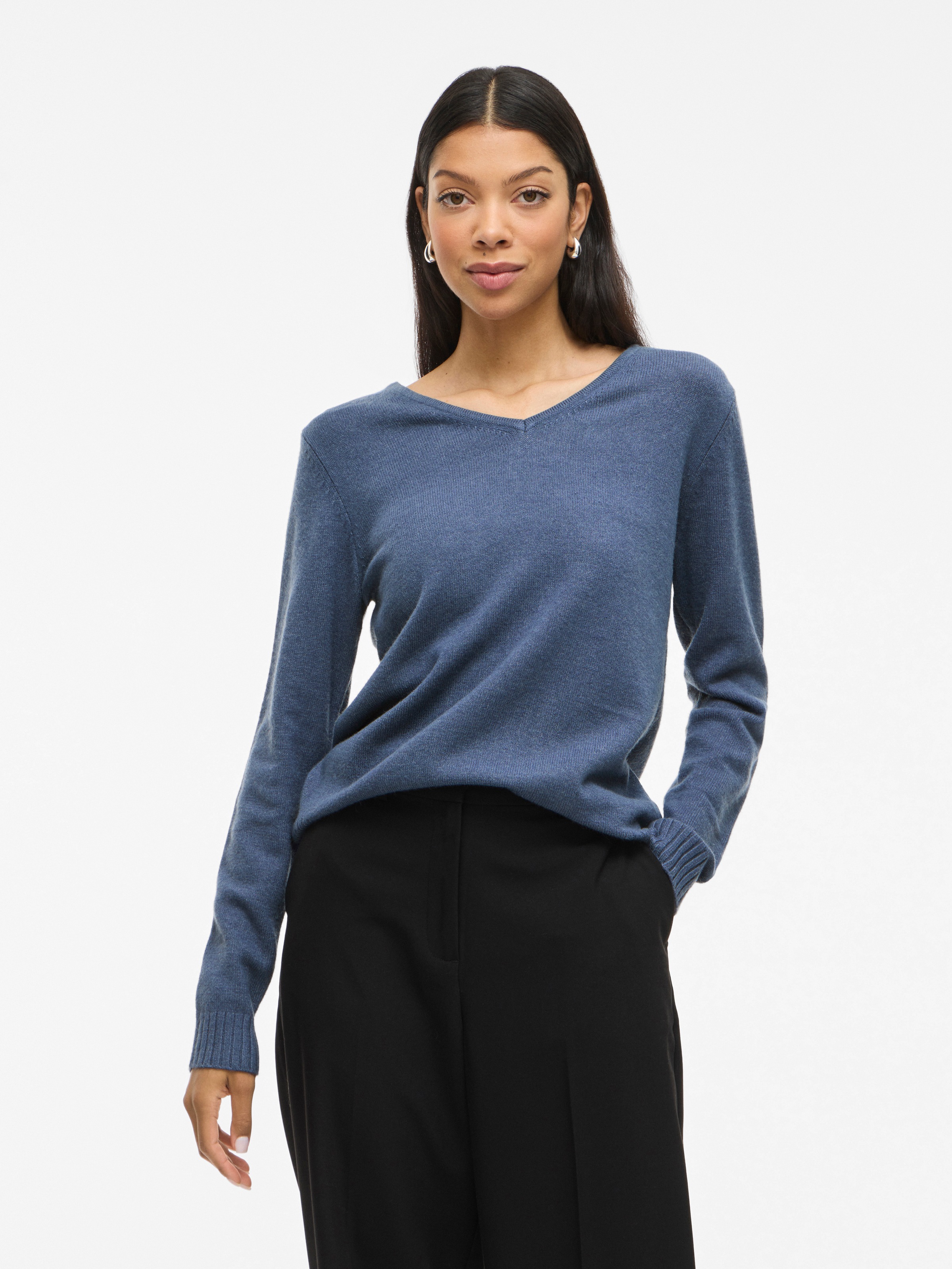 Vila V-Ausschnitt-Pullover "VIRIL V-NECK L/S KNIT TOP - NOOS" Materialmix, günstig online kaufen