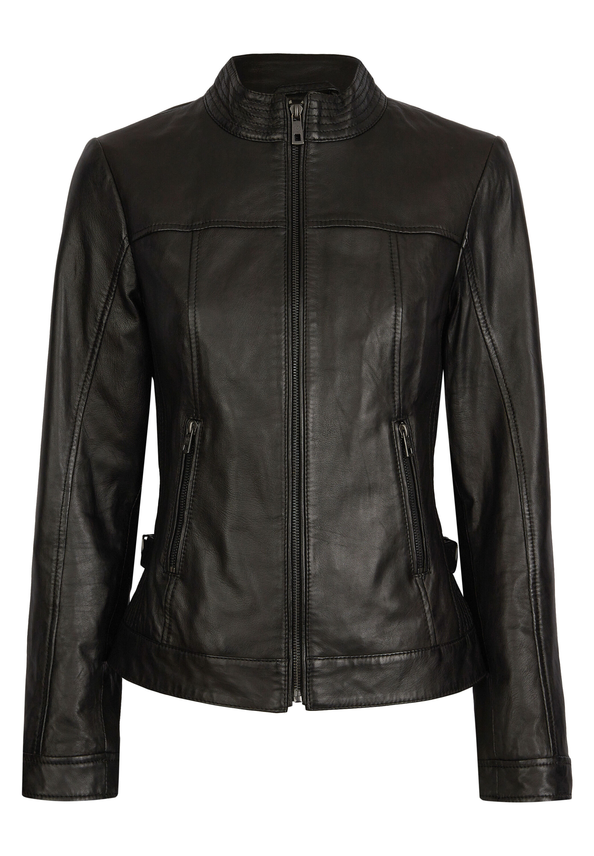 bugatti Lederjacke "BULady-139" ohne Kapuze mit verstellbarem Taillengurt
