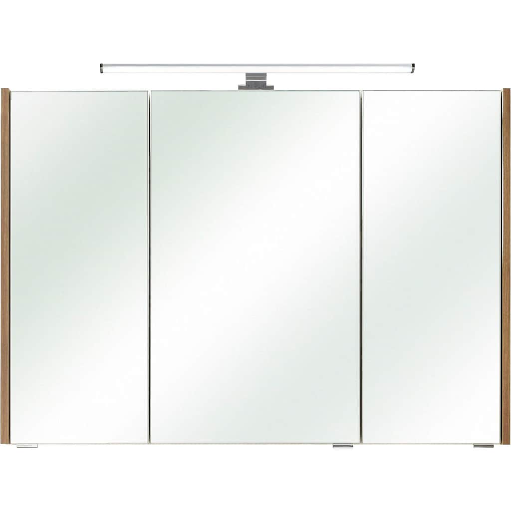 Saphir Spiegelschrank »Quickset 362 Badschrank, 3 Spiegeltüren, 6 Einlegeböden, 100 cm breit«, inkl. LED-Beleuchtung, Türdämpfer, Schalter-/Steckdosenkombination
