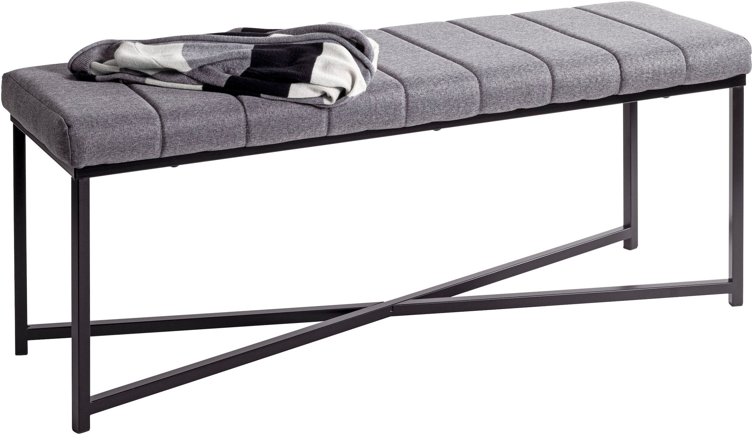 HAKU Hockerbank »Flurbank, Garderobenbank, Sitzbank« 1 Stk. tlg. rechteckig - aus Metall Schwarz - B/T/H 118/38/47 cm