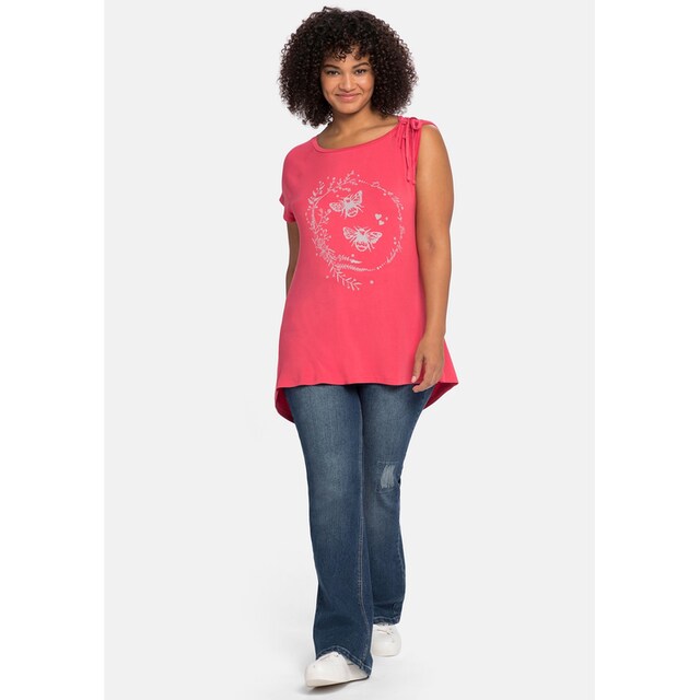 sheego by Joe Browns T-Shirt »Große Größen«, mit Frontdruck und geraffter  Schulter online bestellen | BAUR