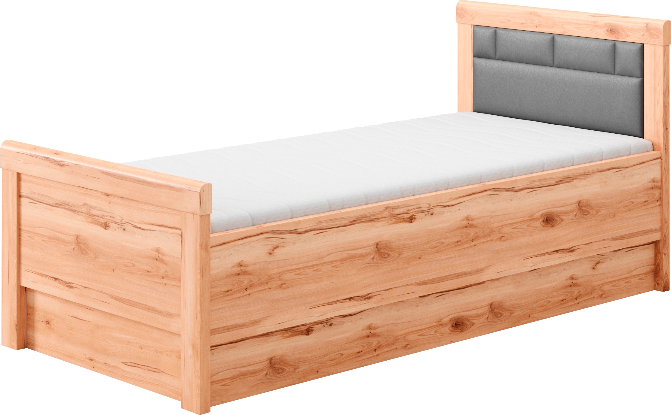 Einzelbett PRIESS "Arnsberg", braun (astkernbuche, anthrazit), B:108cm L:208cm, Betten, Kinder-Einzelbett Jugendbett Bettgestell, Komfortliegehöhe 3
