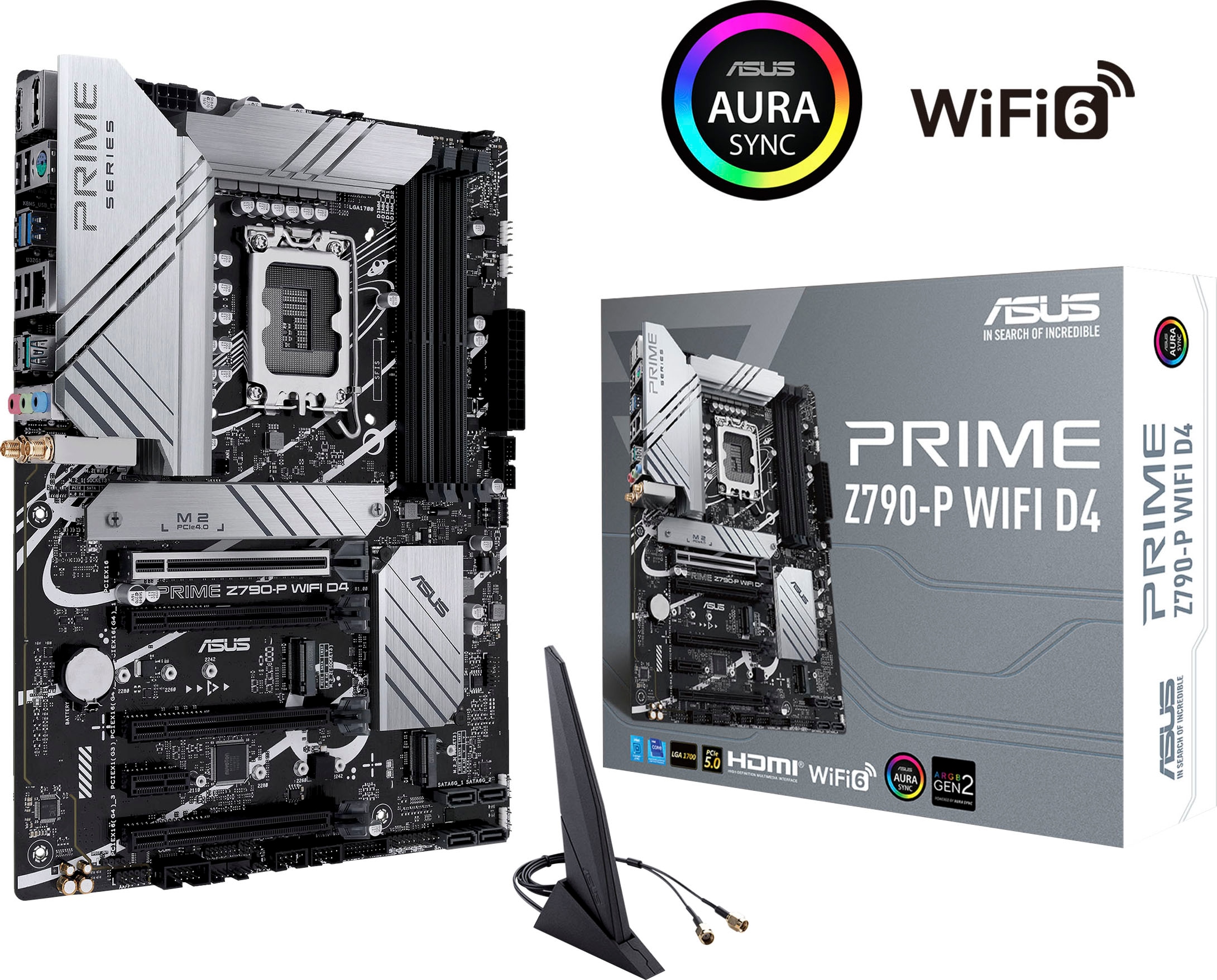 Asus Mainboard »PRIME Z790-P WIFI D4«, CIe 5.0, DDR4 Speicher, 3x M.2, WiFI 6, HDMI, DisplayPort