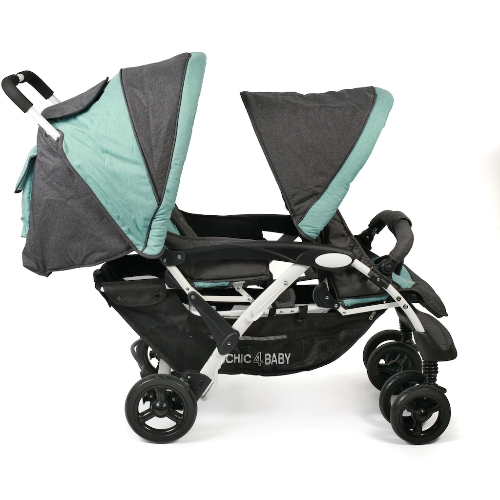 CHIC4BABY Geschwisterwagen »Duo, melange mint«, mit feststellbaren Doppelschwenk-Vorderrädern