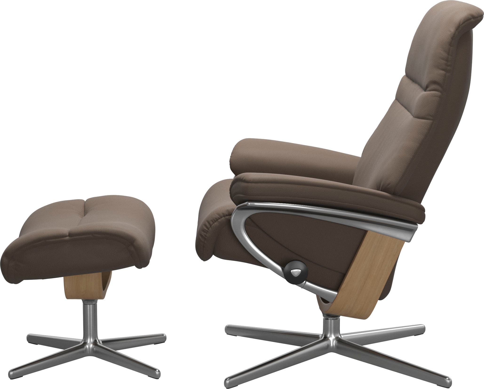 Stressless® Relaxsessel »Sunrise«, (Set, Relaxsessel mit Hocker), mit Hocker, mit Cross Base, Größe S, M & L, Holzakzent Eiche