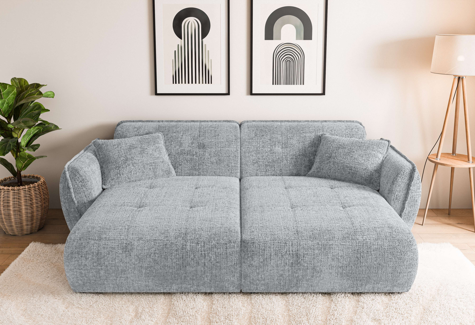 Home affaire Big-Sofa "MIRELDA Design-Sofa mit Steppungen, extra tief, Breite 251 cm" Sitztiefe 123cm, elegant und bequem, 2 Zierkissen, belastbar bis 480kg
