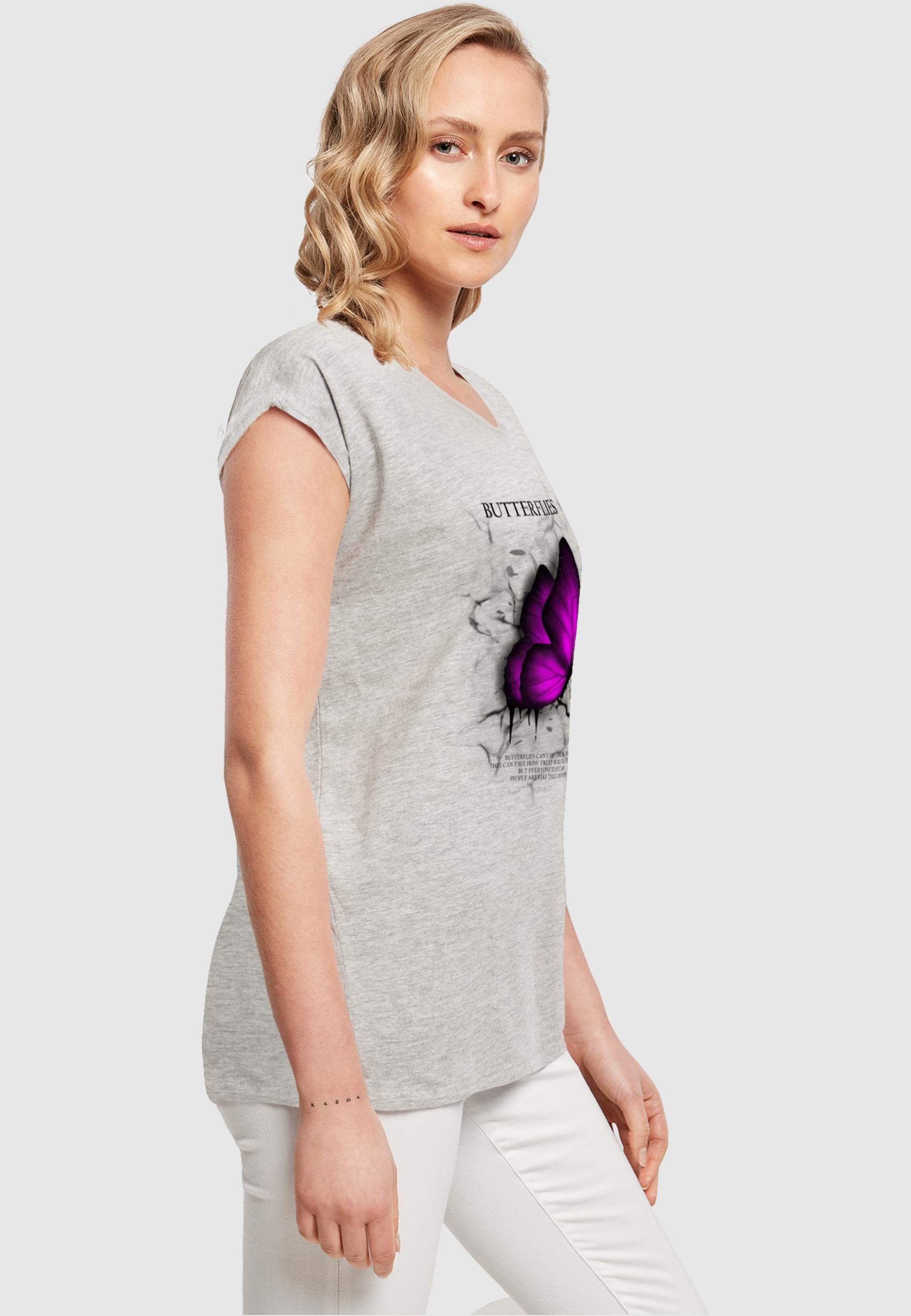 Merchcode T-Shirt »Damen Extended Tee«, Shoulder | tlg.) BAUR Ladies (1 kaufen Butterflies