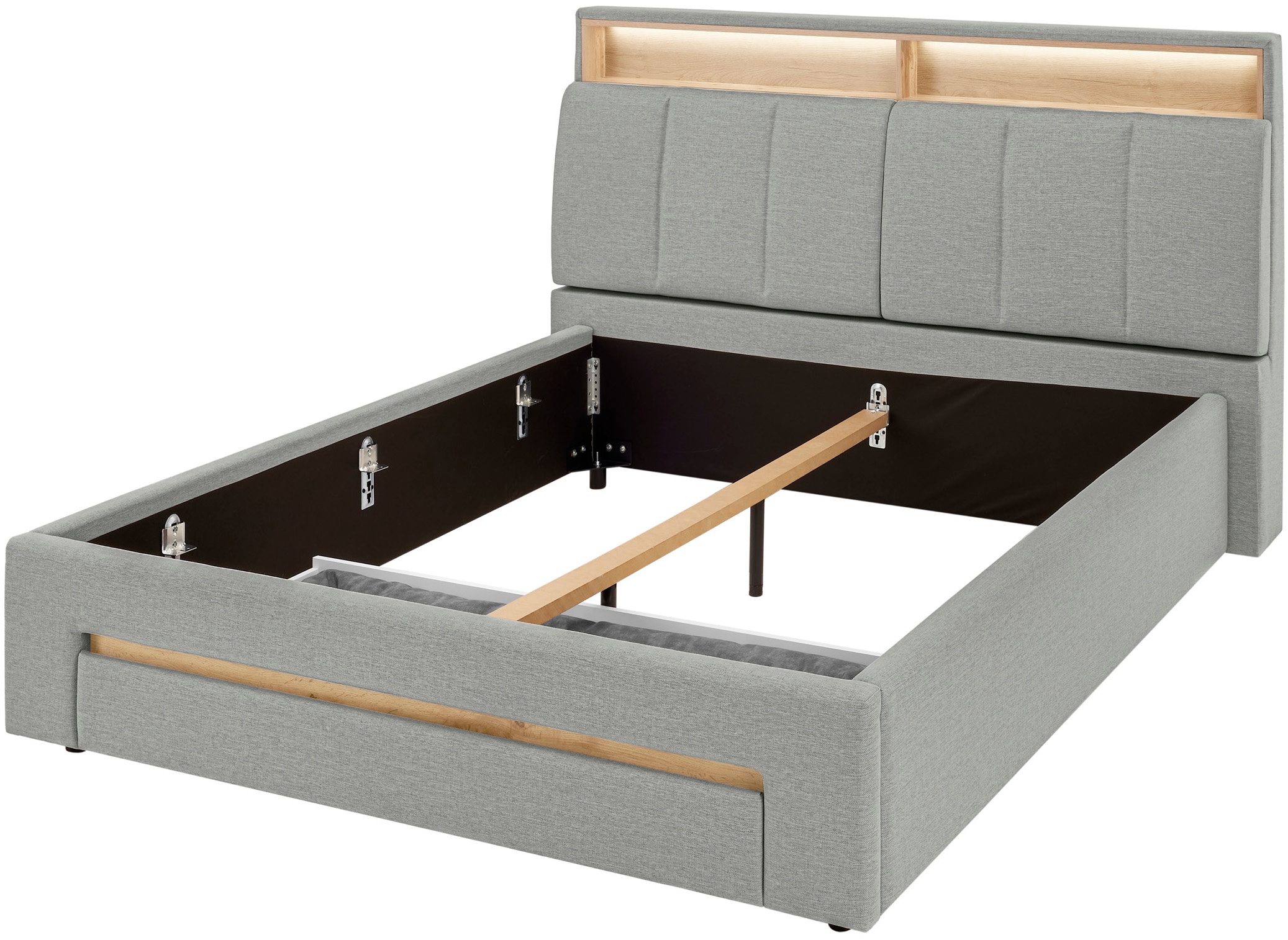 INOSIGN Polsterbett »CiTY/GiRON,, gepolstertes Stauraumbett, mit LED Beleuchtung« Bettkasten mit Hundebett oder als Stauraum, klappbare Kopfteile