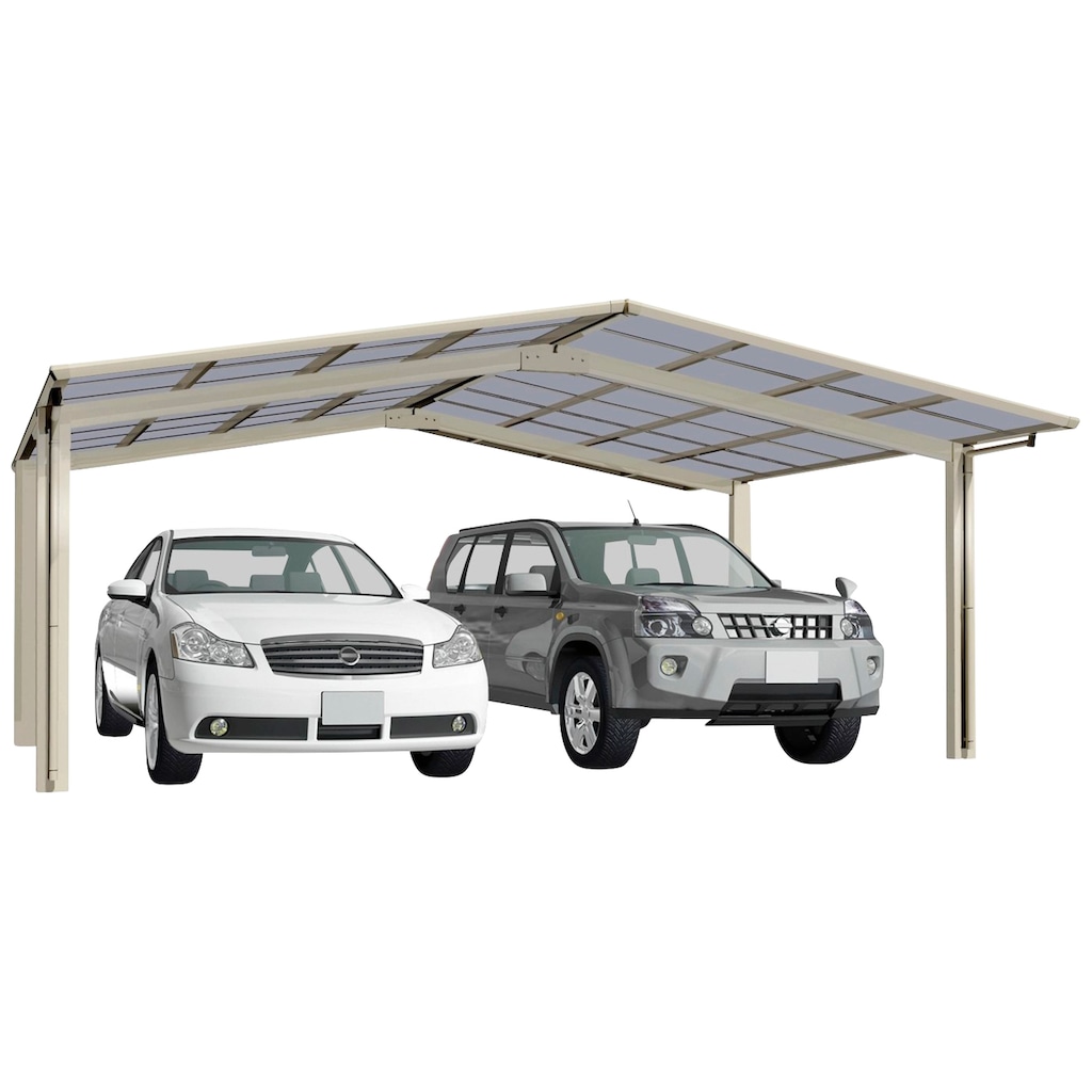 Ximax Doppelcarport »Linea Typ 60 M-Edelstahl-Look«, Aluminium, 530 cm, edelstahlfarben