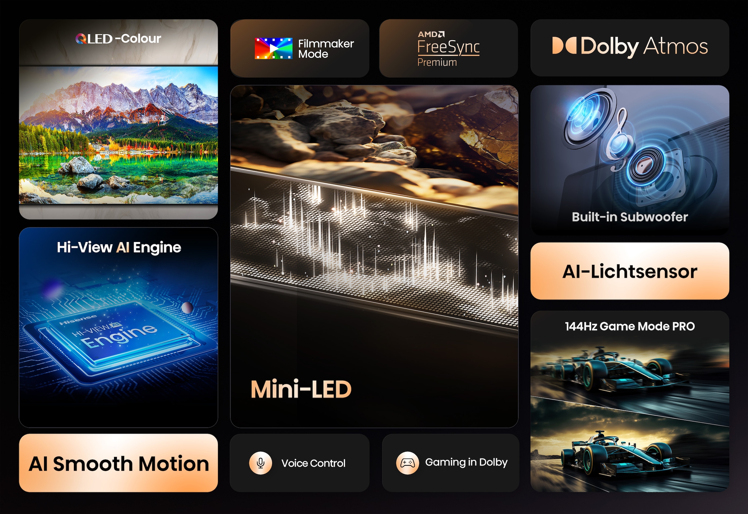 Hisense QLED Mini LED-Fernseher »75E89Q« 189 cm/75 ″ Smart-TV 4K UHD MiniLED Smart TV